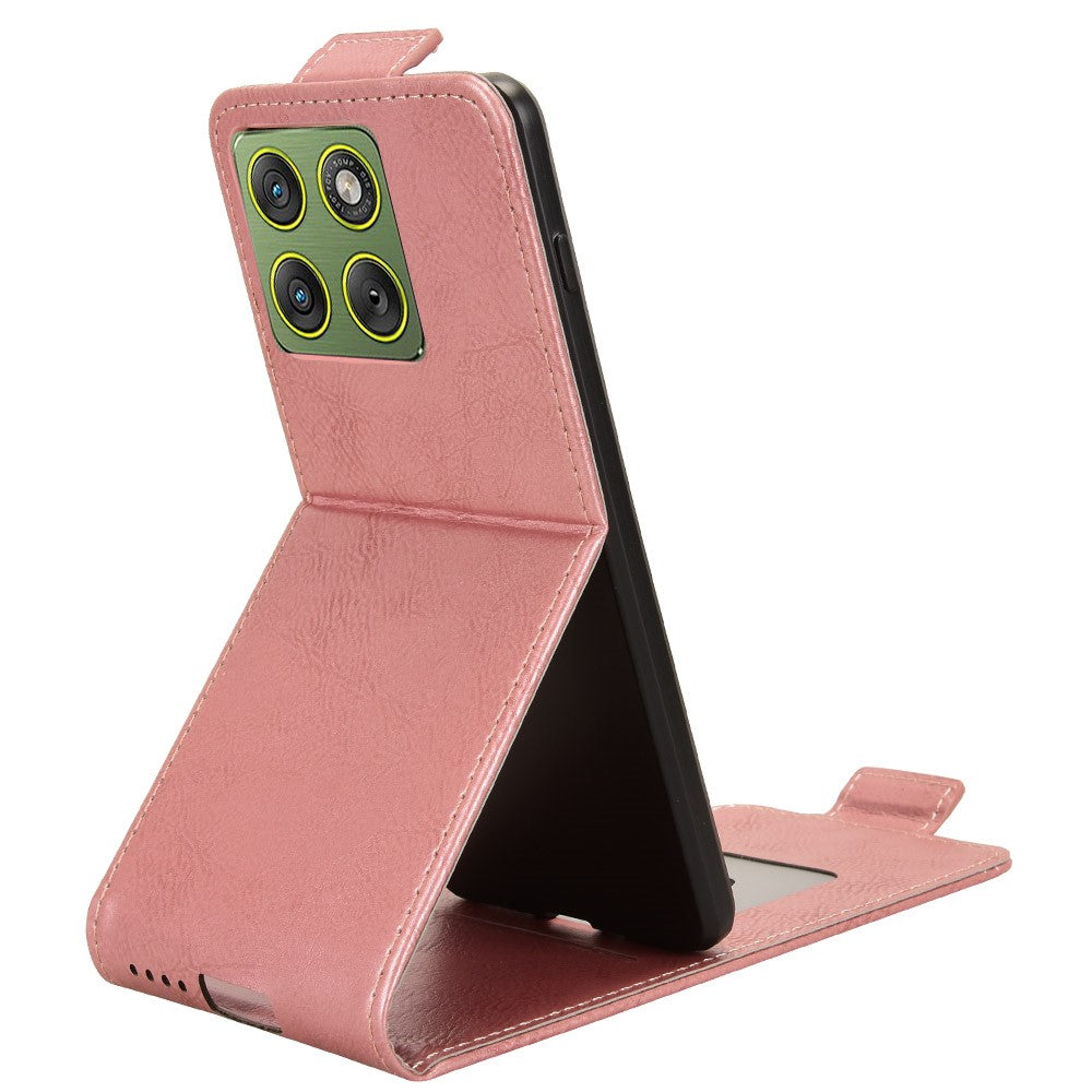For Motorola Edge 70 5G Stand Case Magnetic Clasp Vertical Flip Leather Phone Cover with Card Holder - Rose Gold