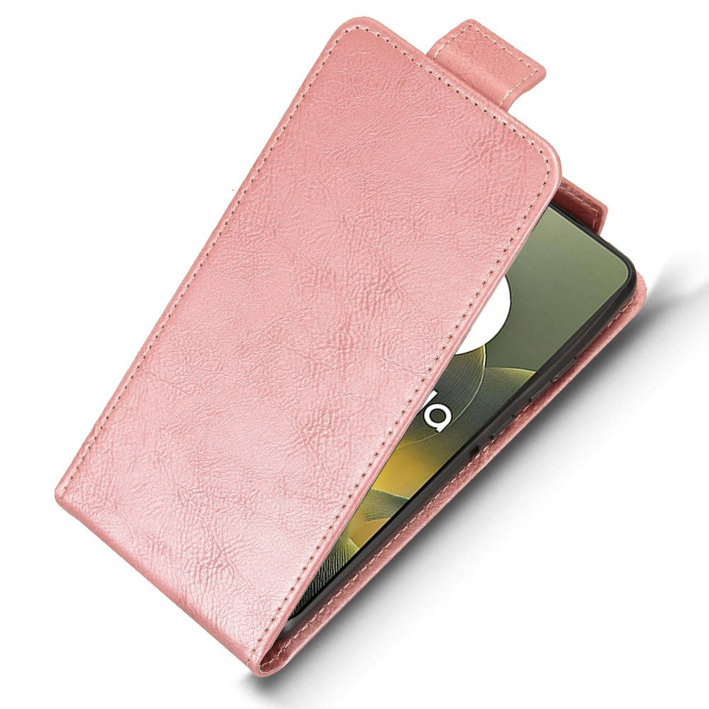 For Motorola Edge 70 5G Stand Case Magnetic Clasp Vertical Flip Leather Phone Cover with Card Holder - Rose Gold