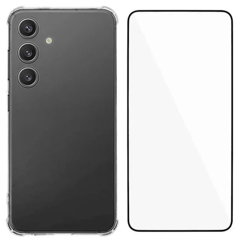 For Samsung Galaxy A57 5G TPU Case WANLONFENG WL3 Series 1.5mm Phone Cover with Tempered Glass Film - Transparent