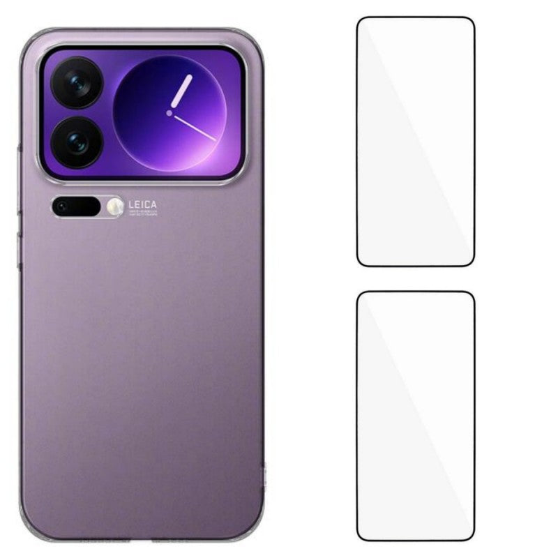 For Xiaomi 17 Pro Max WANLONFENG YJ1 Series Case Big Lens Hole 1.5mm Rounded Edge Clear TPU Phone Cover with 2 Screen Films - Transparent