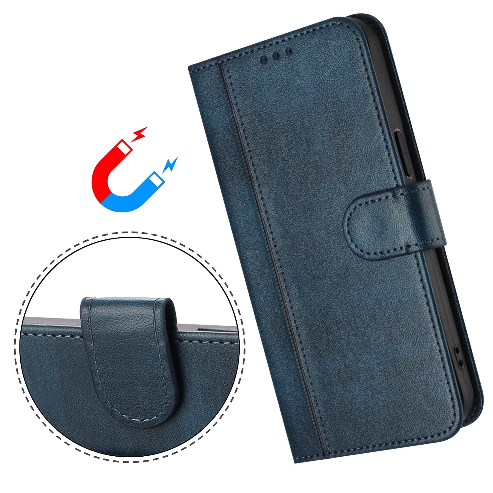 For Samsung Galaxy A57 5G Cases Wallet Stand Retro Texture Leather Phone Cover with Lanyard - Blue