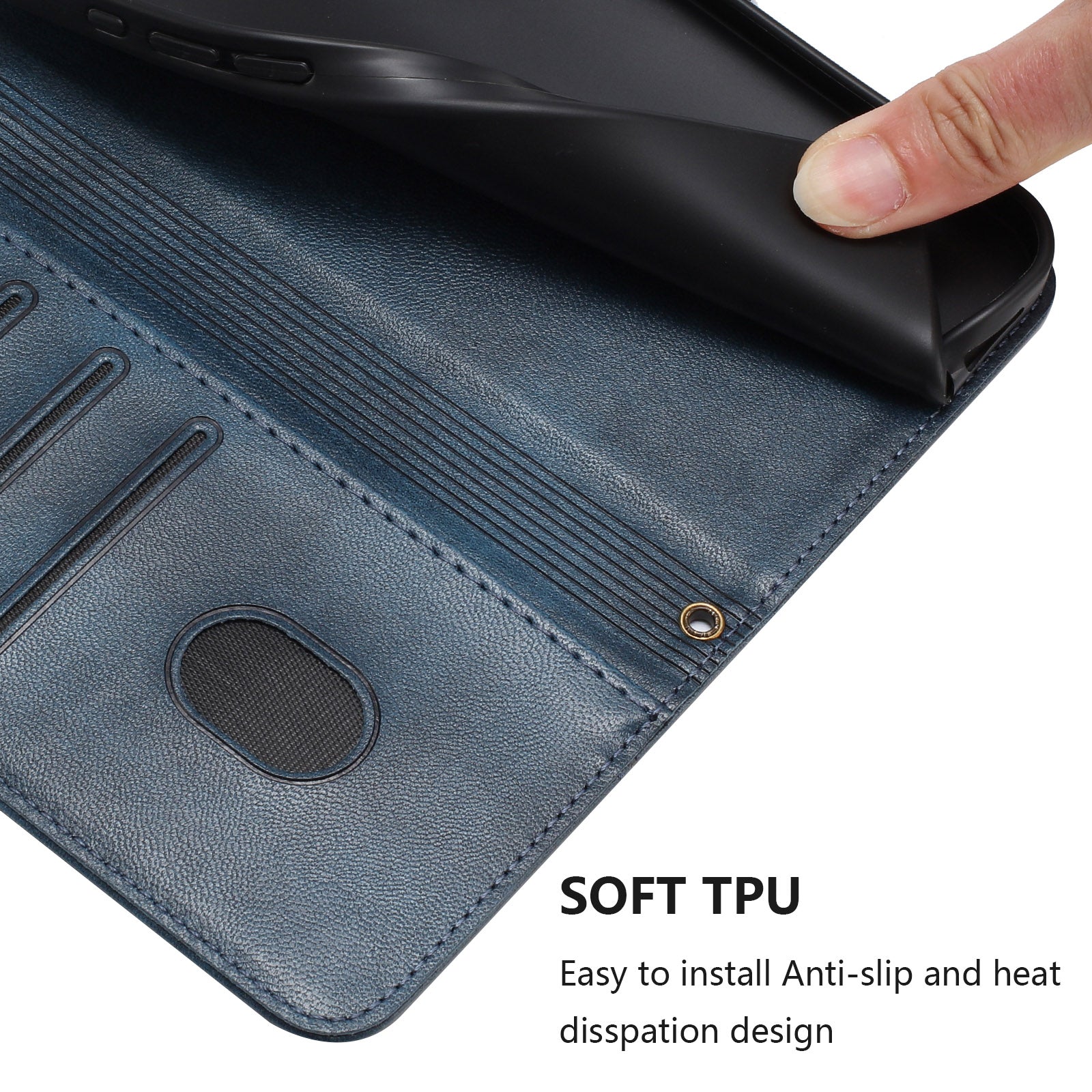 For Samsung Galaxy A57 5G Cases Wallet Stand Retro Texture Leather Phone Cover with Lanyard - Blue