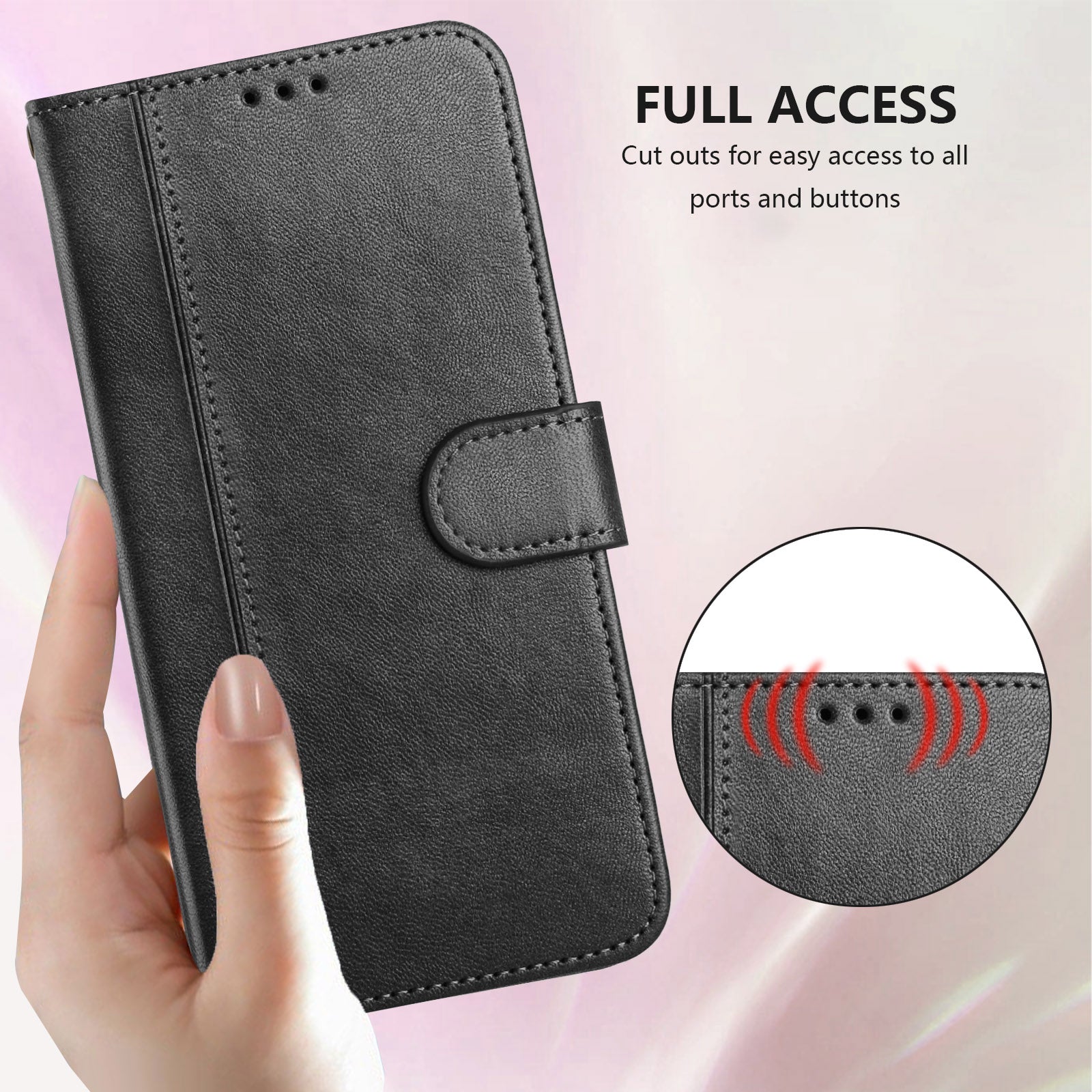 For Samsung Galaxy A57 5G Cases Wallet Stand Retro Texture Leather Phone Cover with Lanyard - Black