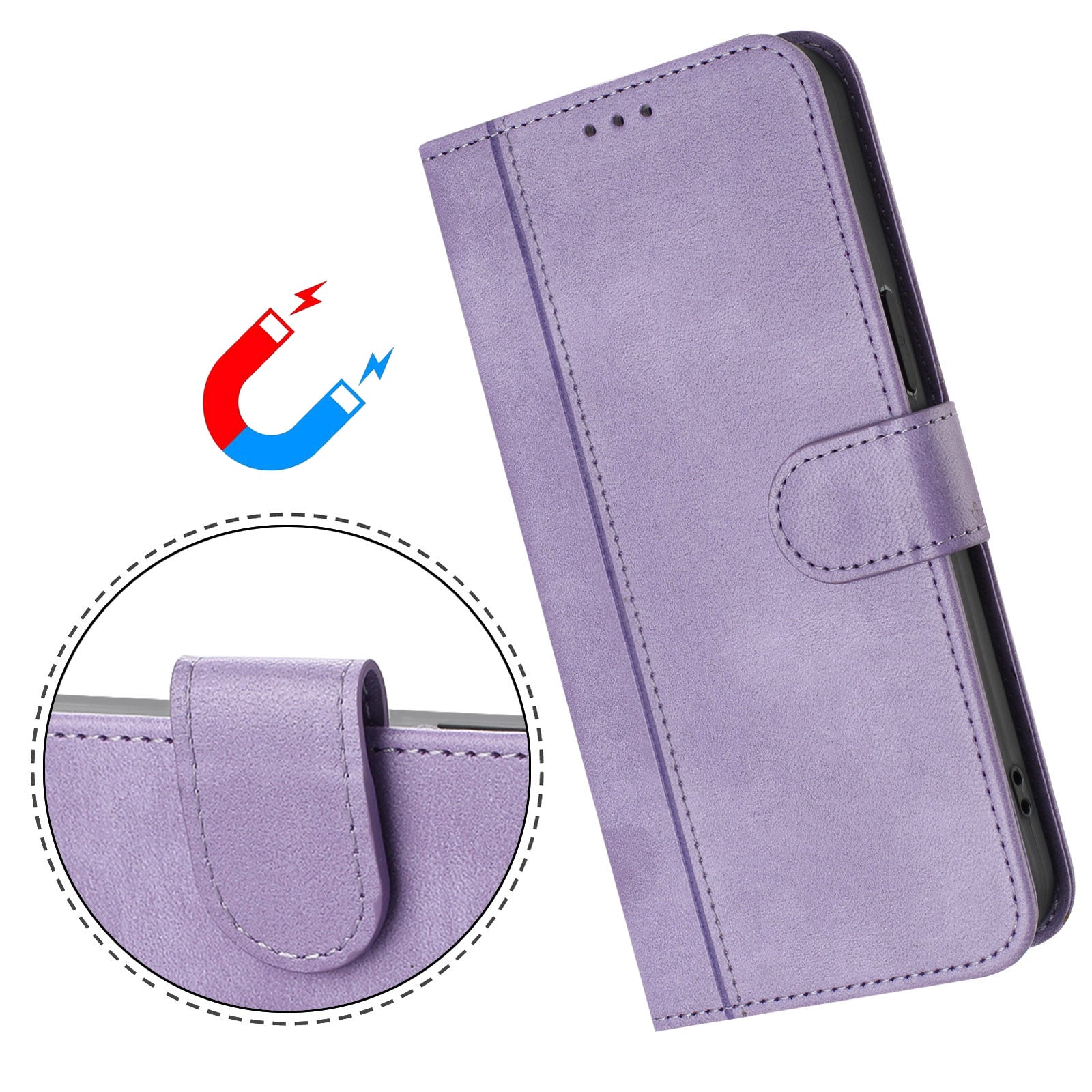 For Samsung Galaxy A57 5G Cases Wallet Stand Retro Texture Leather Phone Cover with Lanyard - Light Purple