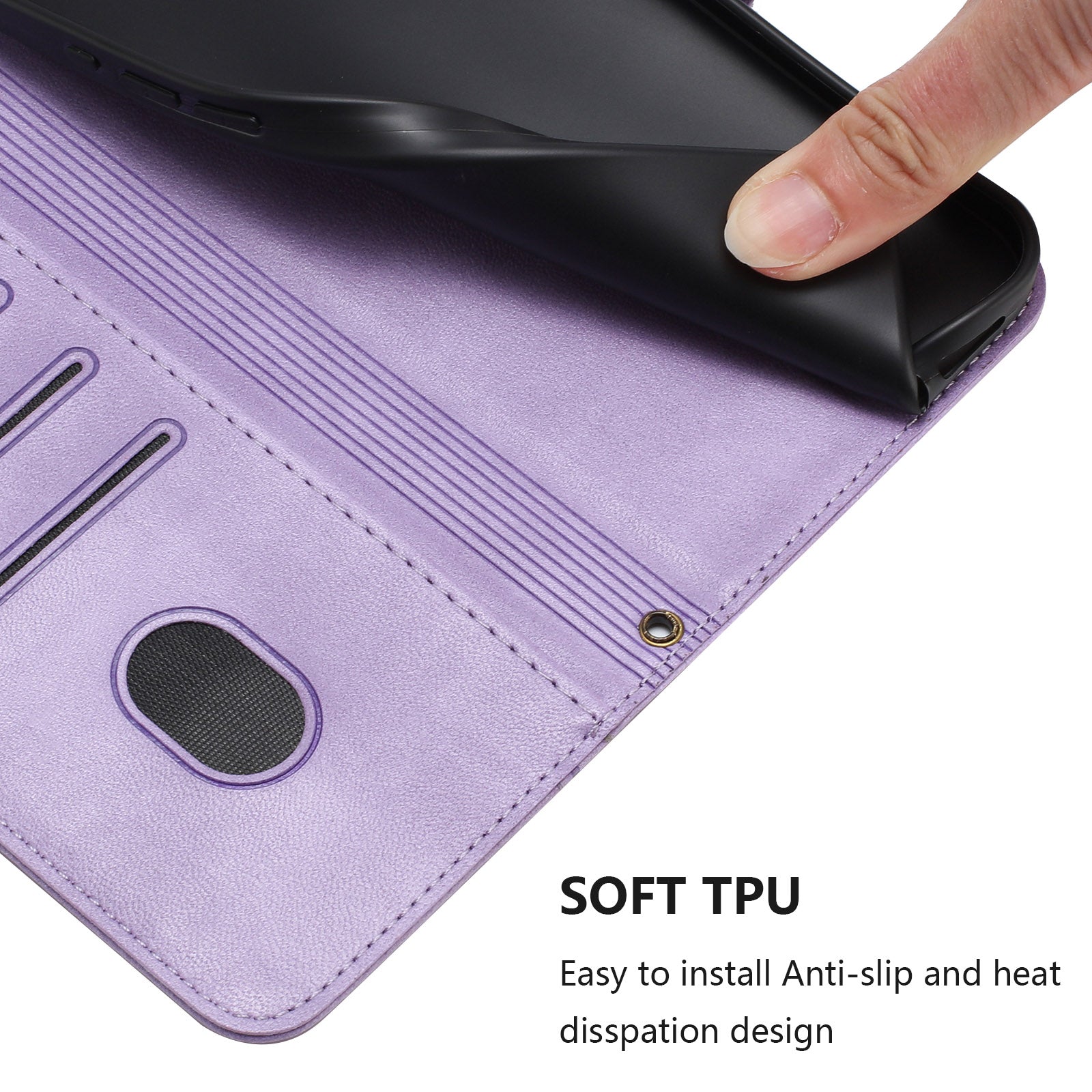 For Samsung Galaxy A57 5G Cases Wallet Stand Retro Texture Leather Phone Cover with Lanyard - Light Purple