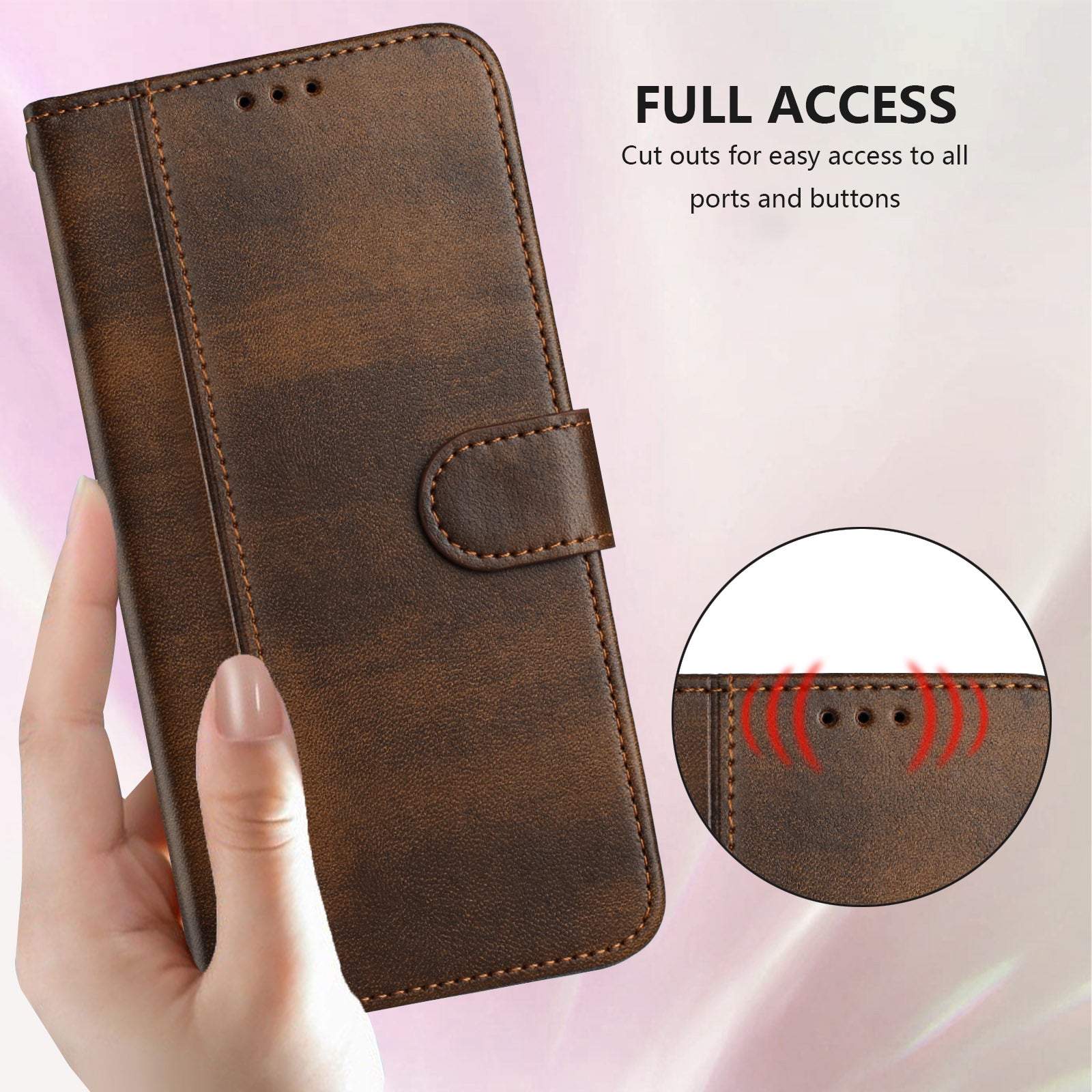 For Samsung Galaxy A57 5G Cases Wallet Stand Retro Texture Leather Phone Cover with Lanyard - Brown