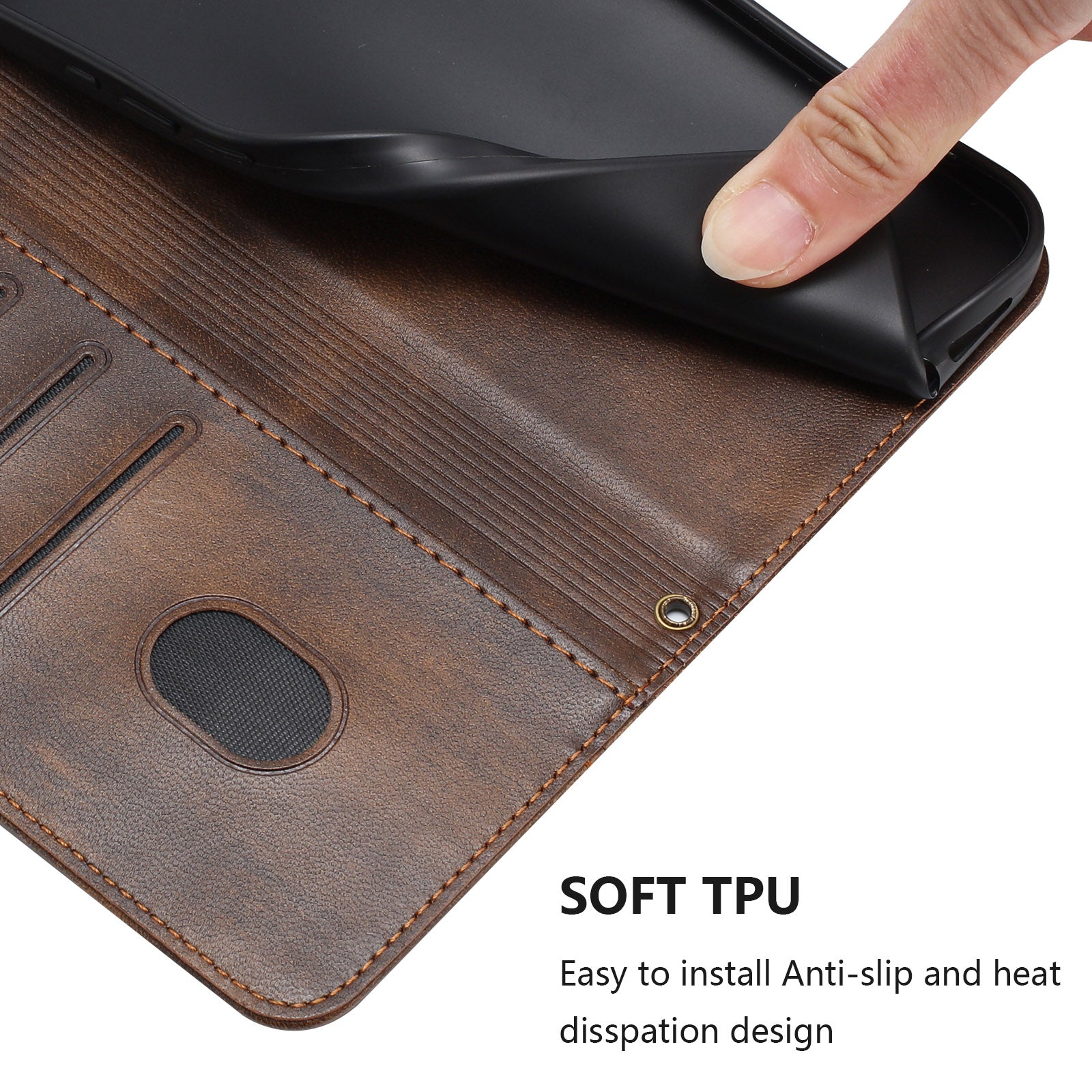 For Samsung Galaxy A57 5G Cases Wallet Stand Retro Texture Leather Phone Cover with Lanyard - Brown