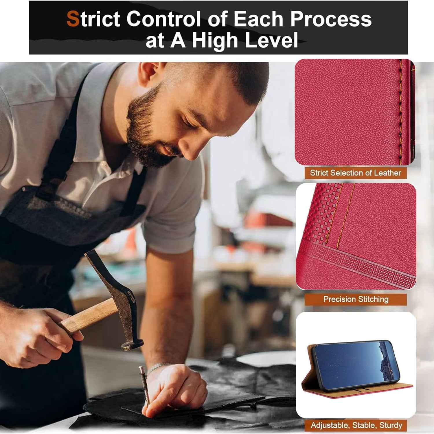 For Xiaomi 17 Pro Case L-Shaped Grid Pattern Leather Stand Phone Cover with Card Slots - Red