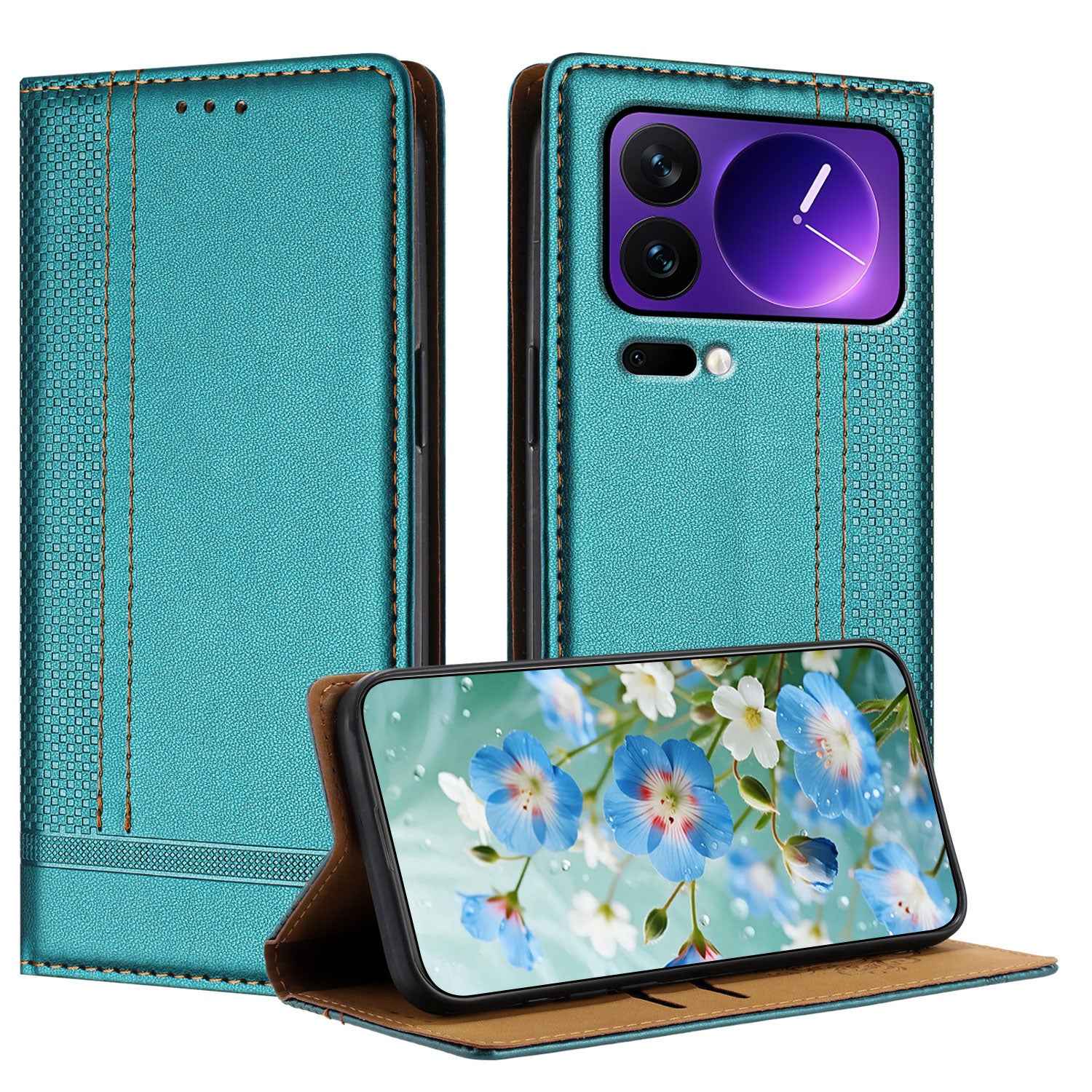 For Xiaomi 17 Pro Case L-Shaped Grid Pattern Leather Stand Phone Cover with Card Slots - Green