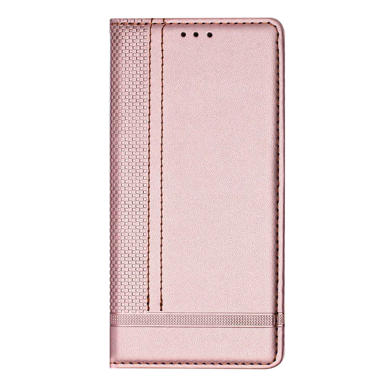 For Xiaomi 17 Pro Case L-Shaped Grid Pattern Leather Stand Phone Cover with Card Slots - Rose Gold