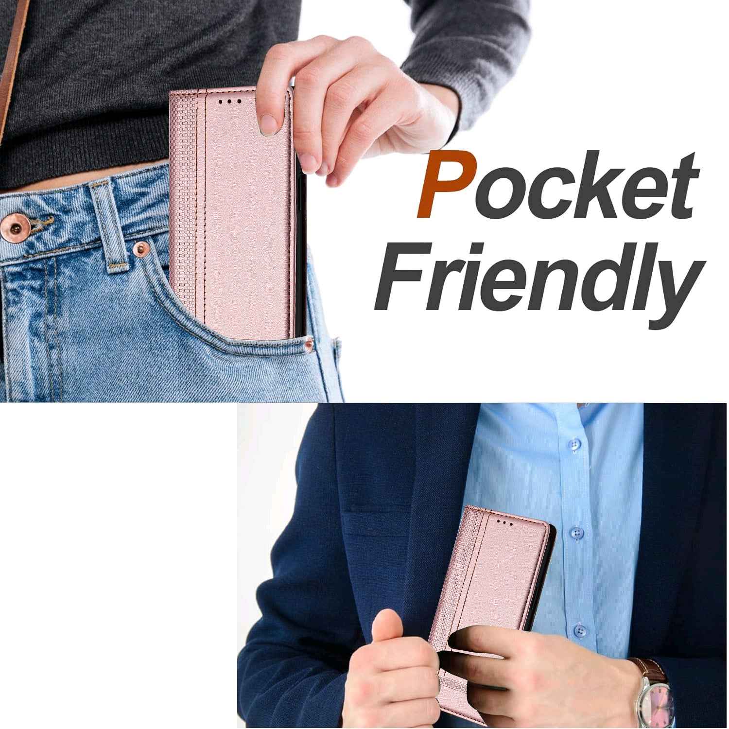For Xiaomi 17 Pro Case L-Shaped Grid Pattern Leather Stand Phone Cover with Card Slots - Rose Gold