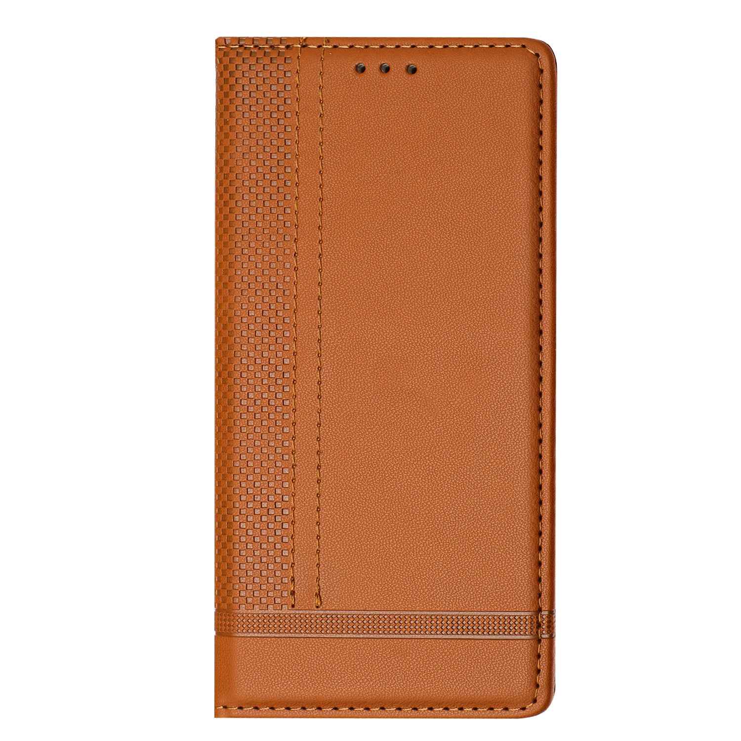 For vivo X300 5G Case L-Shaped Grid Pattern Leather Stand Phone Cover with Card Slots - Brown