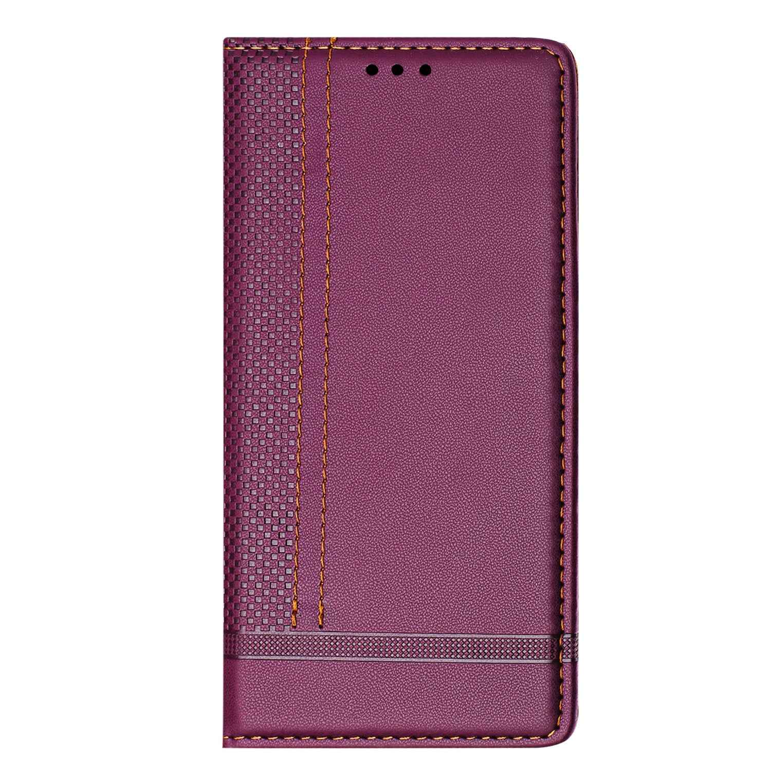 For vivo X300 Pro 5G Case L-Shaped Grid Pattern Leather Stand Phone Cover with Card Slots - Purple