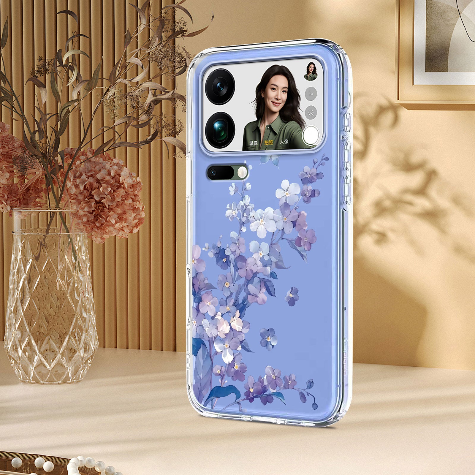 For Xiaomi 17 Pro Max Case Butterfly Floral Pattern Printing TPU Phone Back Cover - Violets