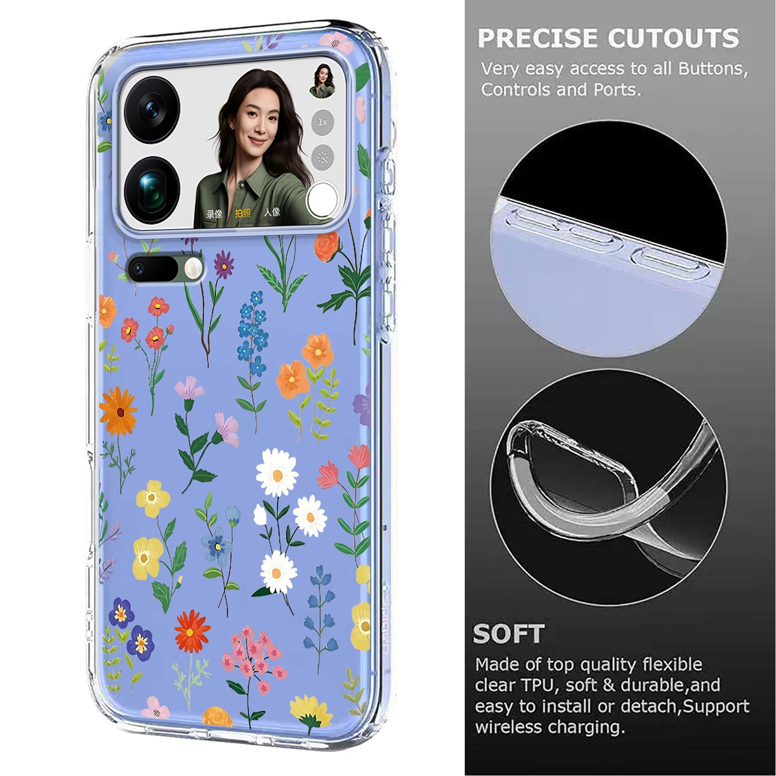 For Xiaomi 17 Pro Max Case Butterfly Floral Pattern Printing TPU Phone Back Cover - Daisies