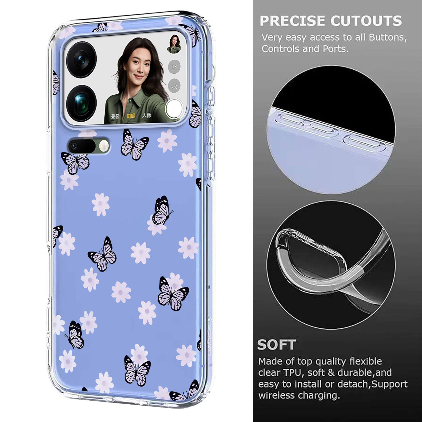 For Xiaomi 17 Pro Max Case Butterfly Floral Pattern Printing TPU Phone Back Cover - Butterflies