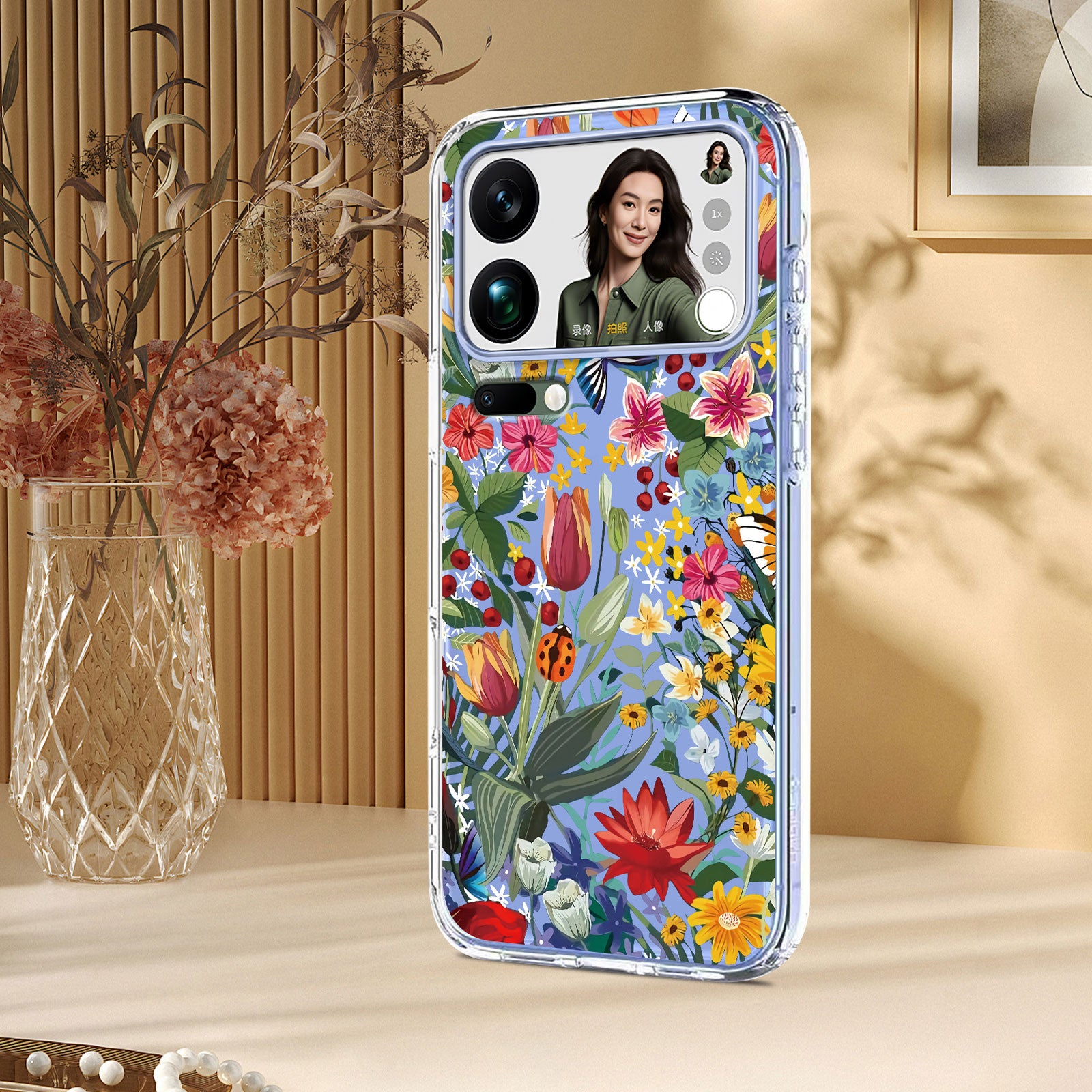For Xiaomi 17 Pro Max Case Butterfly Floral Pattern Printing TPU Phone Back Cover - Lilies