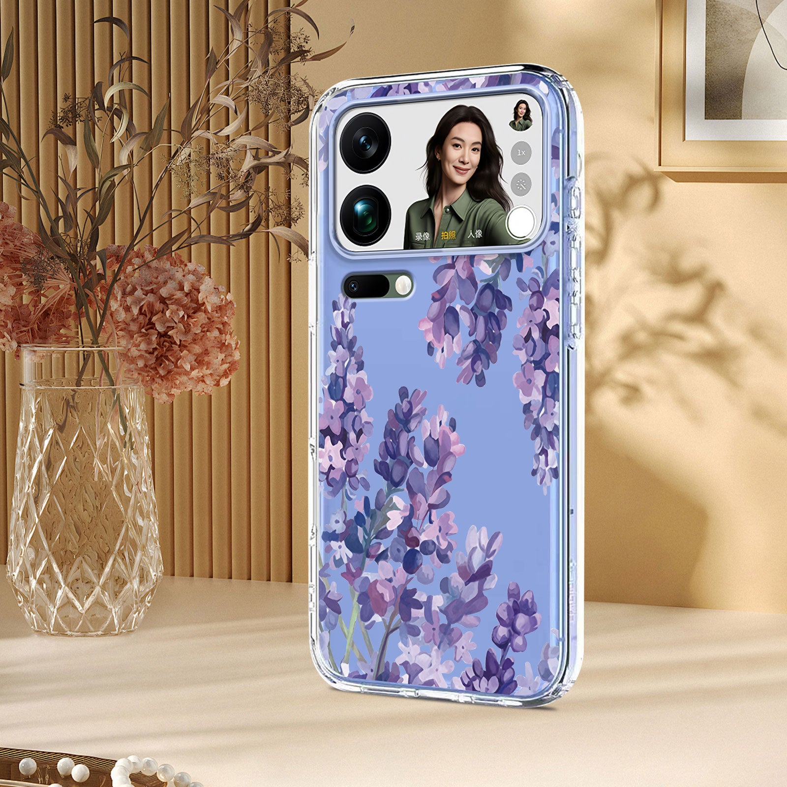 For Xiaomi 17 Pro Max Case Butterfly Floral Pattern Printing TPU Phone Back Cover - Wisteria