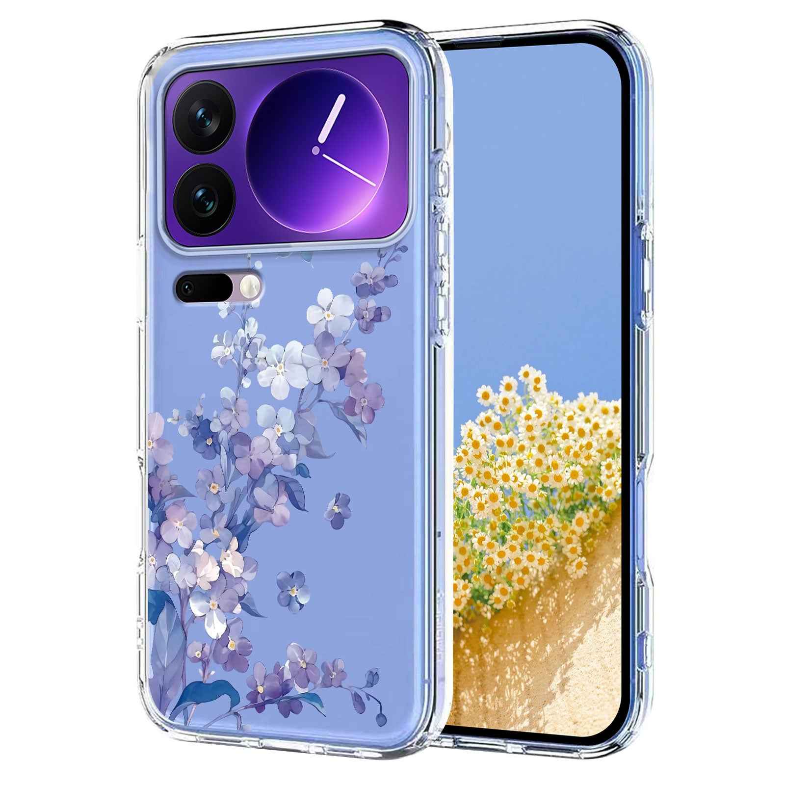 For Xiaomi 17 Pro Case Butterfly Floral Pattern Printing TPU Phone Back Cover - Violets