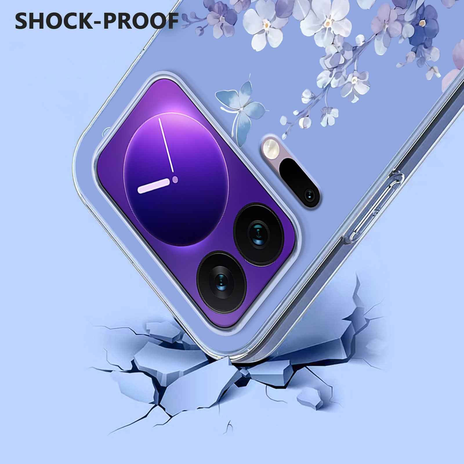 For Xiaomi 17 Pro Case Butterfly Floral Pattern Printing TPU Phone Back Cover - Violets