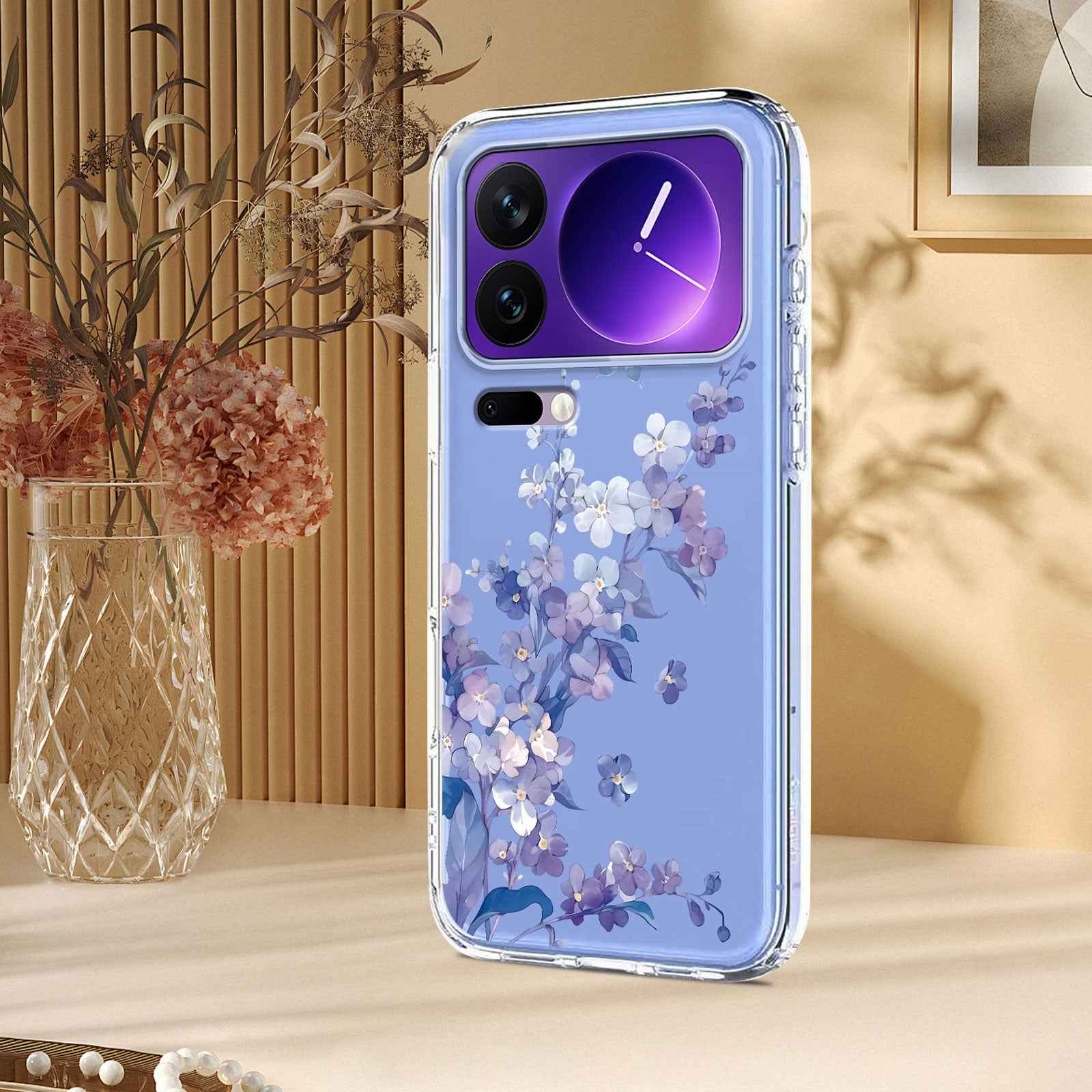 For Xiaomi 17 Pro Case Butterfly Floral Pattern Printing TPU Phone Back Cover - Violets