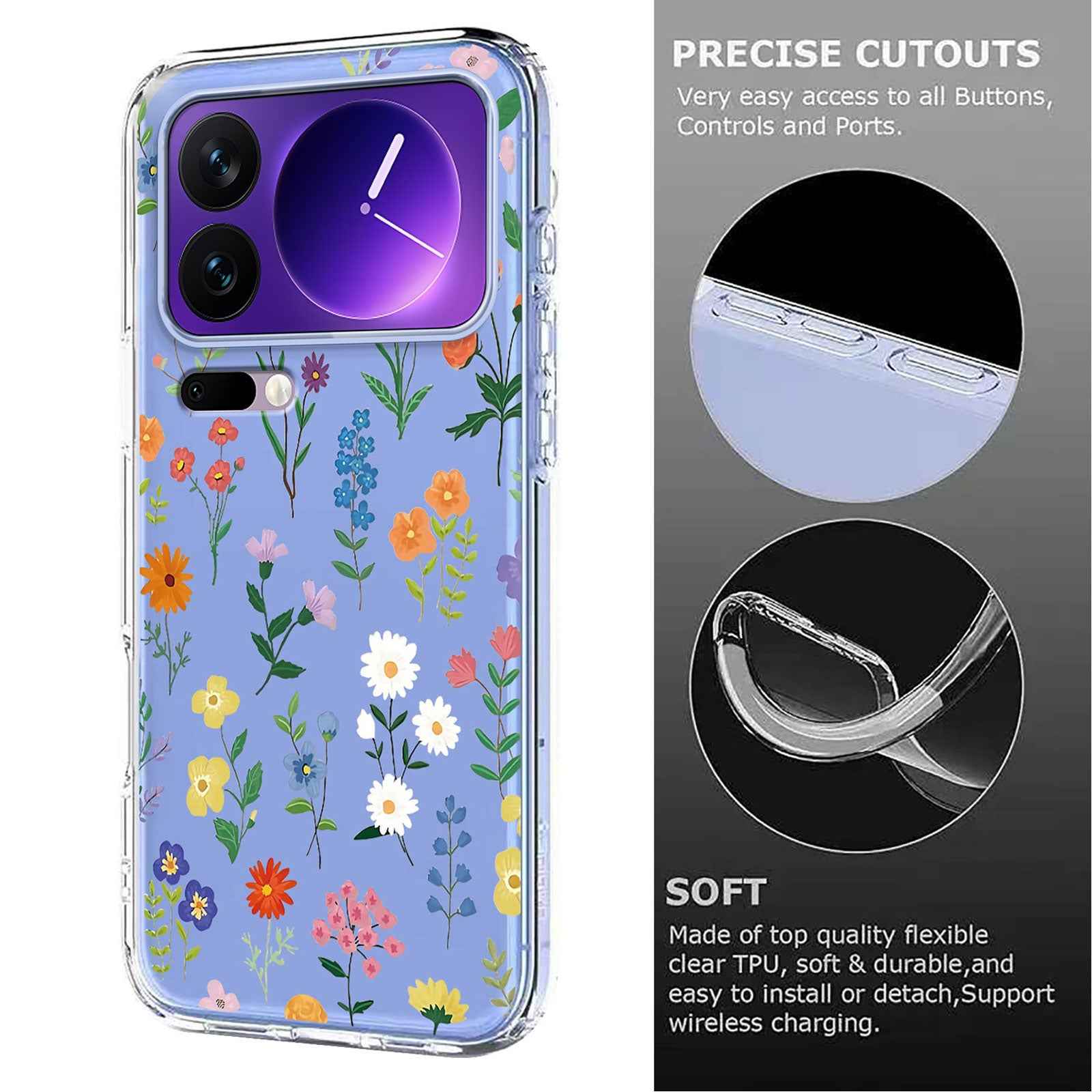 For Xiaomi 17 Pro Case Butterfly Floral Pattern Printing TPU Phone Back Cover - Daisies