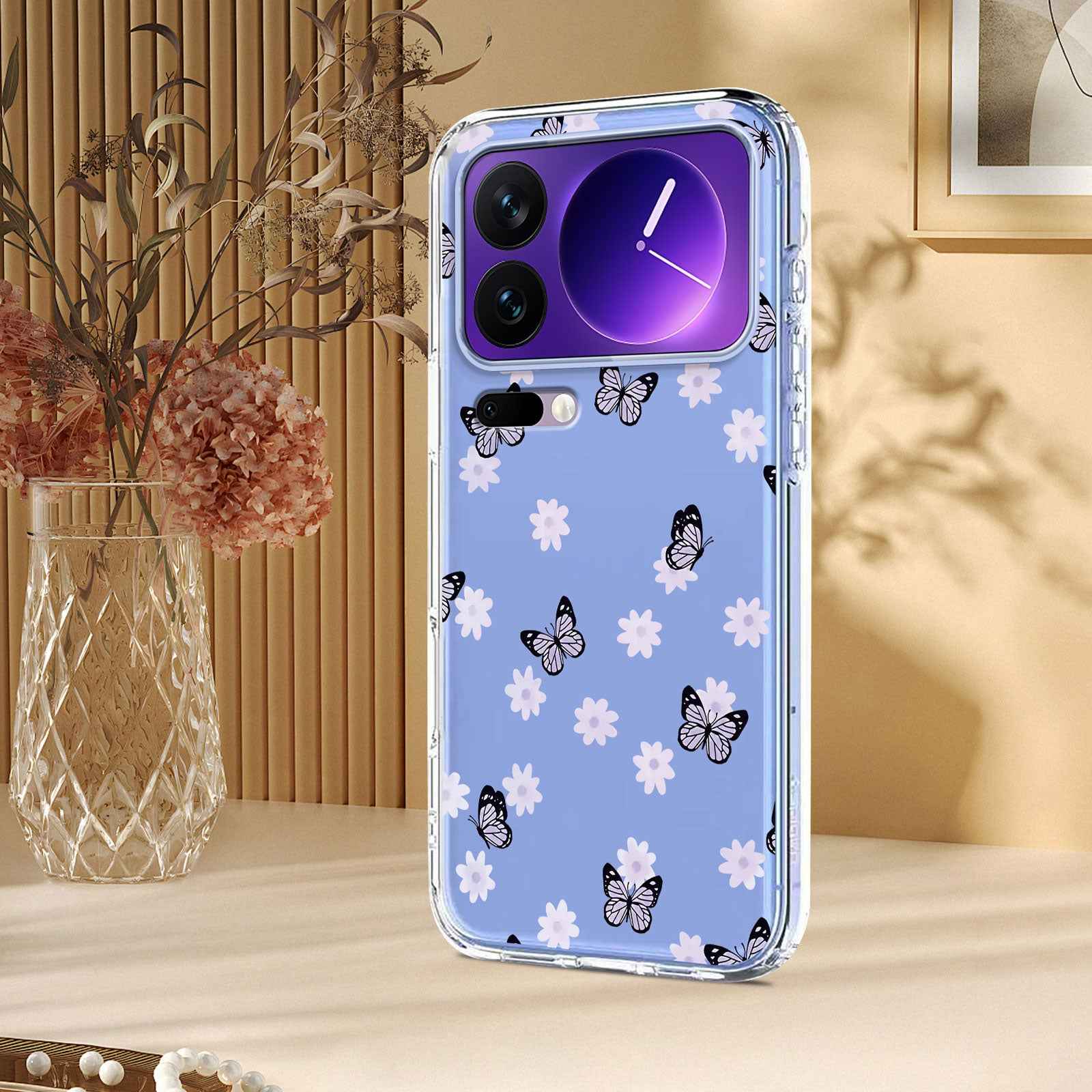 For Xiaomi 17 Pro Case Butterfly Floral Pattern Printing TPU Phone Back Cover - Butterflies