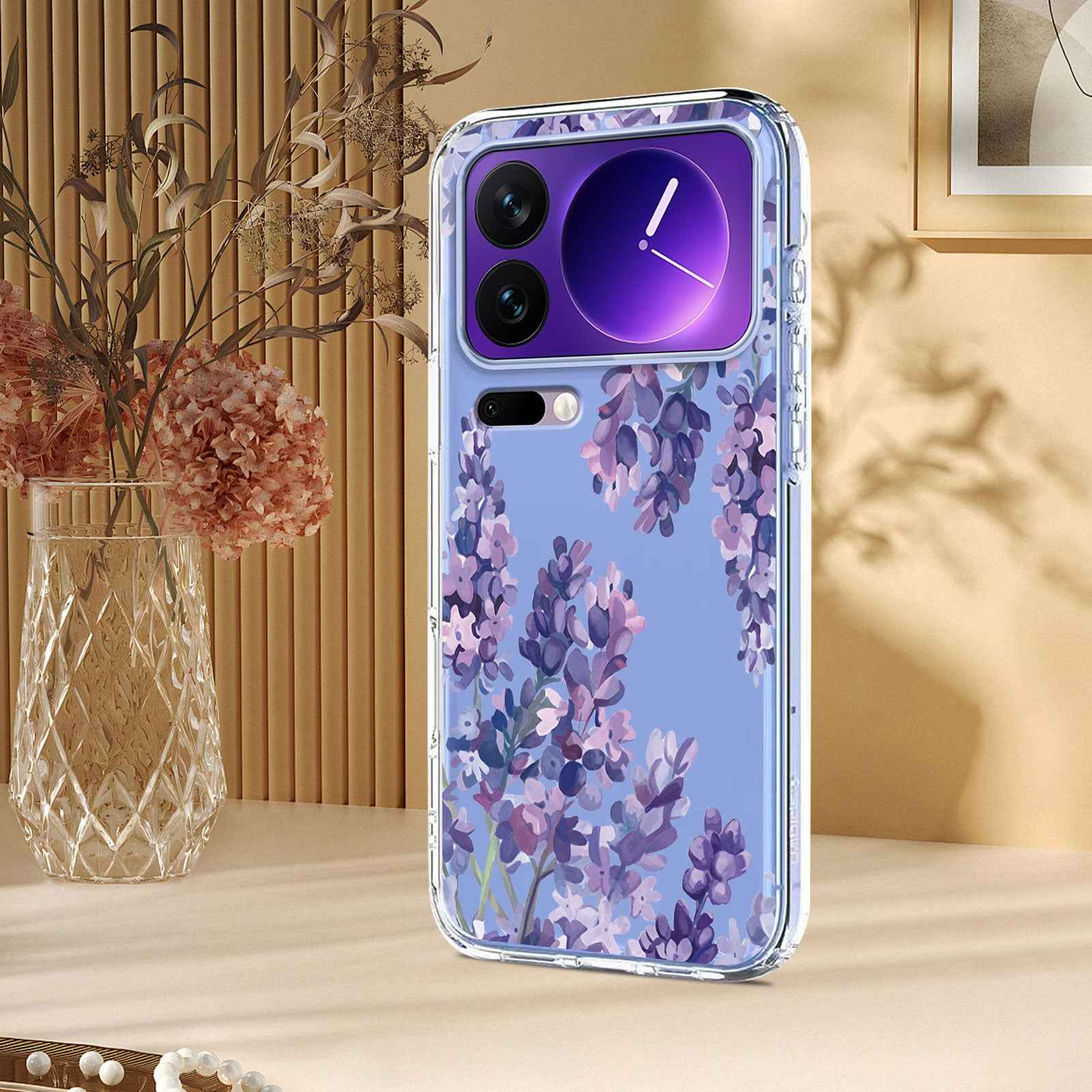 For Xiaomi 17 Pro Case Butterfly Floral Pattern Printing TPU Phone Back Cover - Wisteria