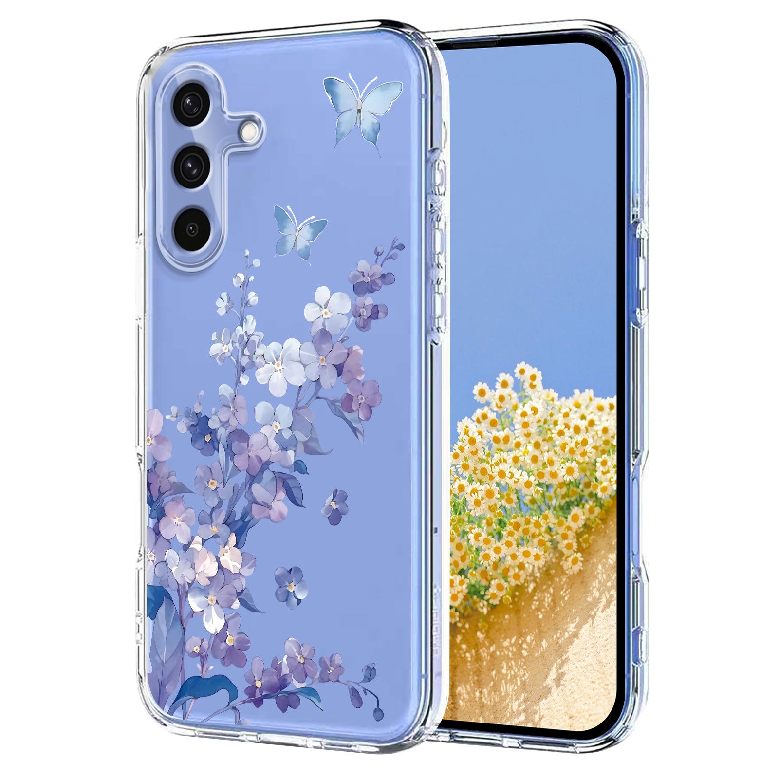 For Samsung Galaxy A57 5G Case Butterfly Floral Pattern Printing TPU Phone Back Cover - Violets