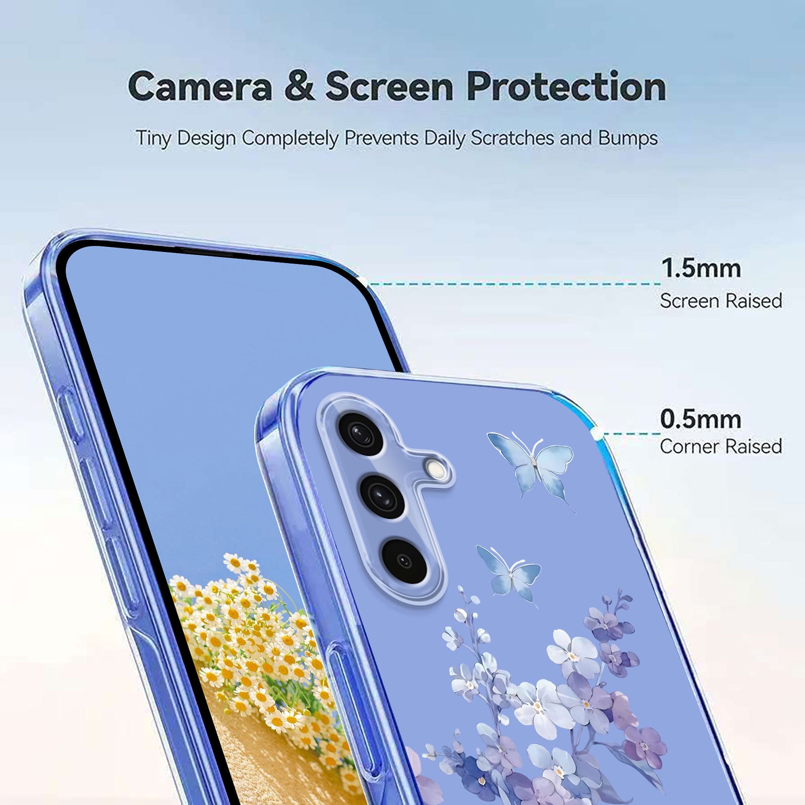For Samsung Galaxy A57 5G Case Butterfly Floral Pattern Printing TPU Phone Back Cover - Violets