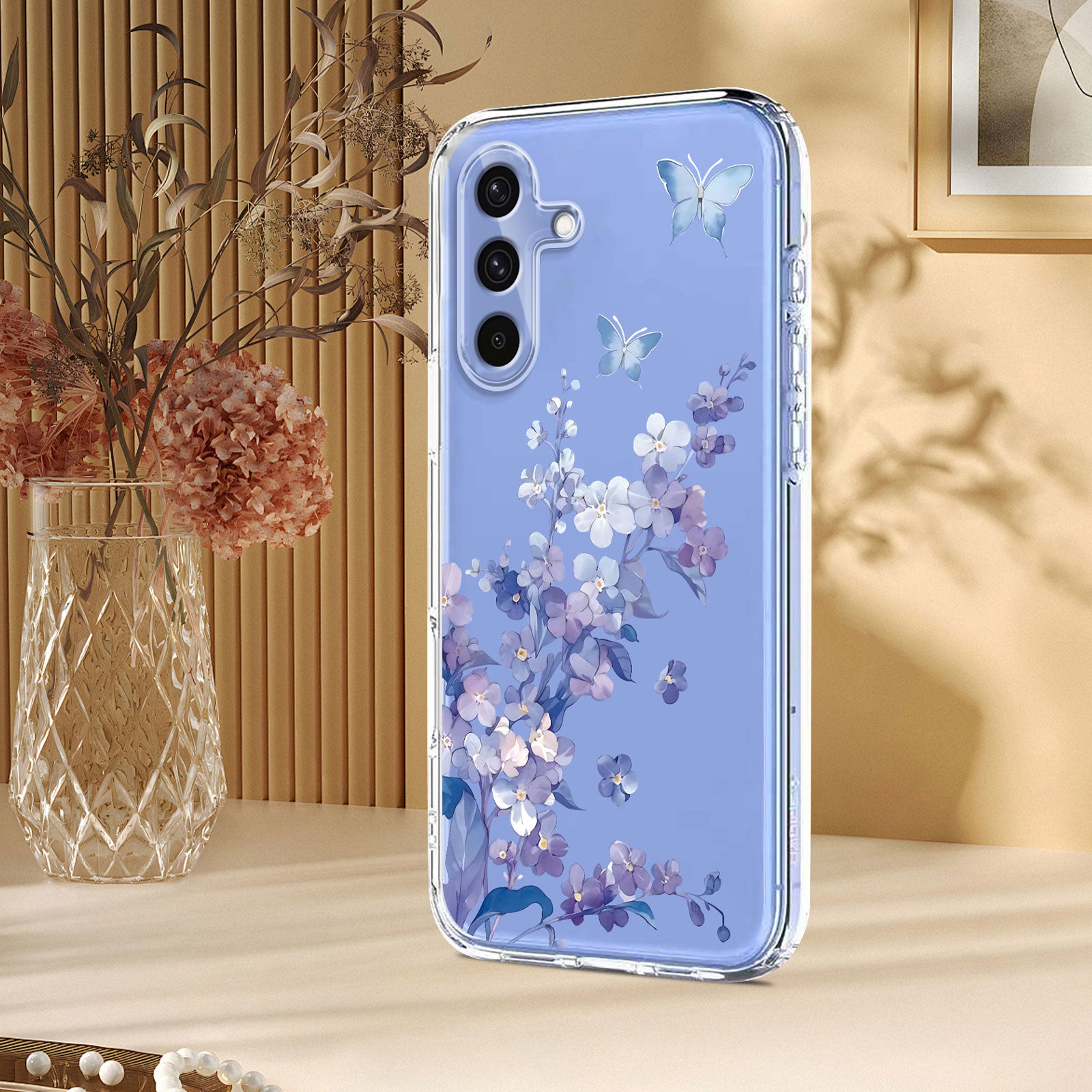 For Samsung Galaxy A57 5G Case Butterfly Floral Pattern Printing TPU Phone Back Cover - Violets
