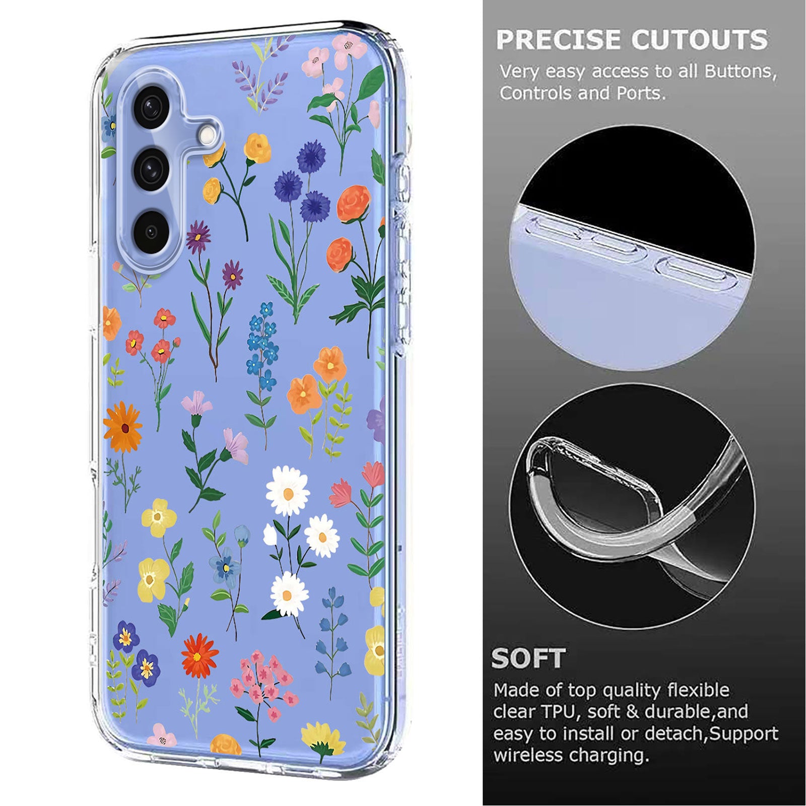 For Samsung Galaxy A57 5G Case Butterfly Floral Pattern Printing TPU Phone Back Cover - Daisies