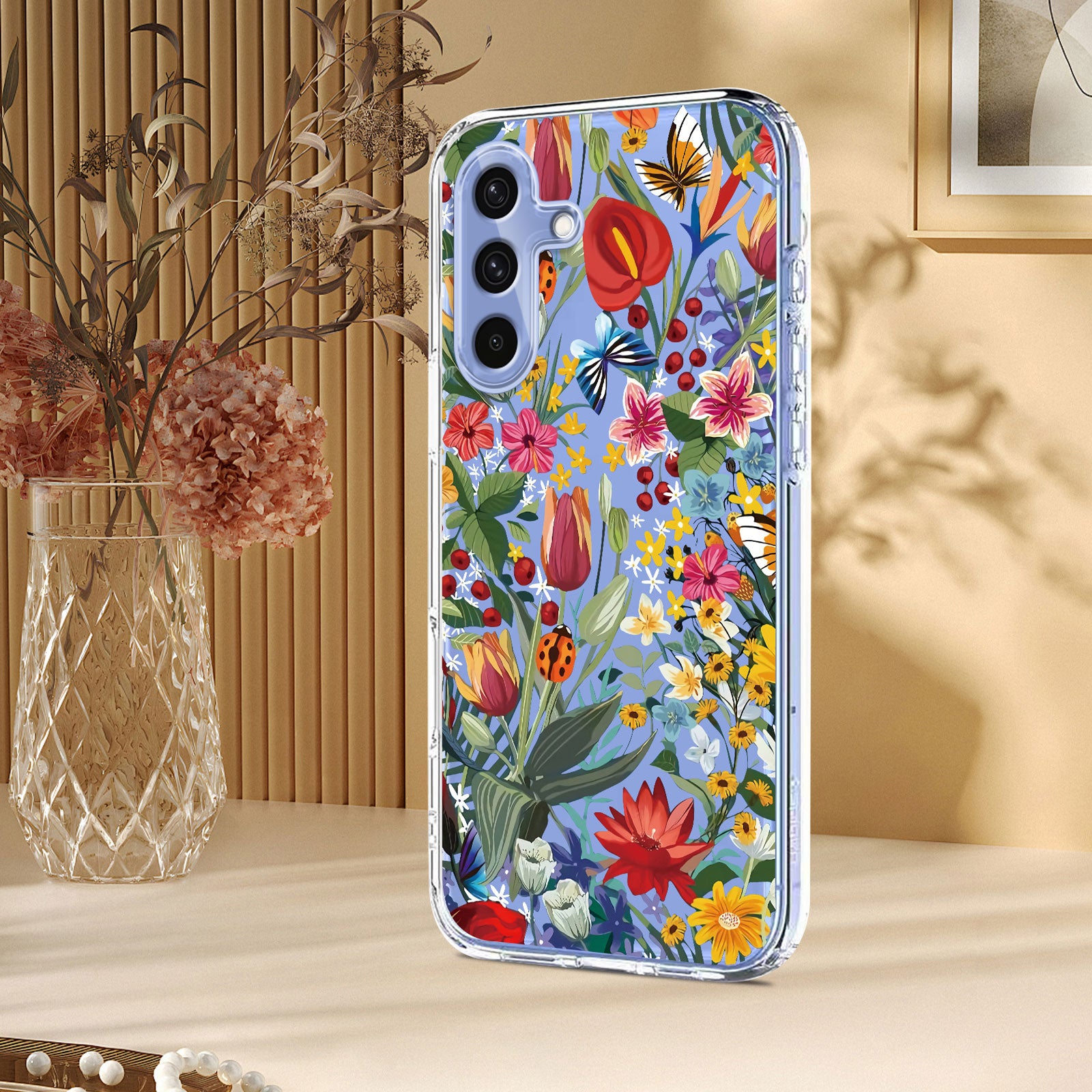 For Samsung Galaxy A57 5G Case Butterfly Floral Pattern Printing TPU Phone Back Cover - Lilies