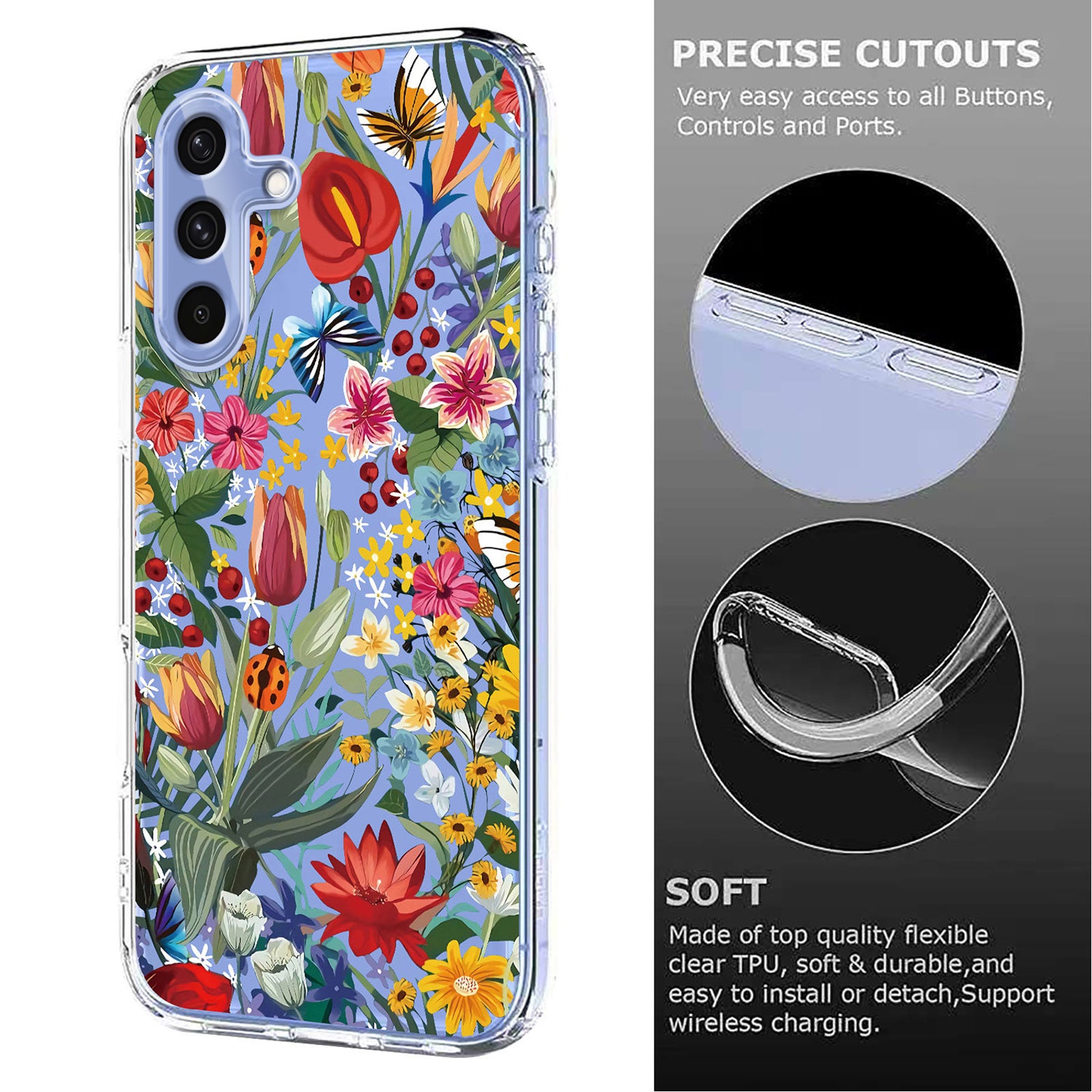 For Samsung Galaxy A57 5G Case Butterfly Floral Pattern Printing TPU Phone Back Cover - Lilies