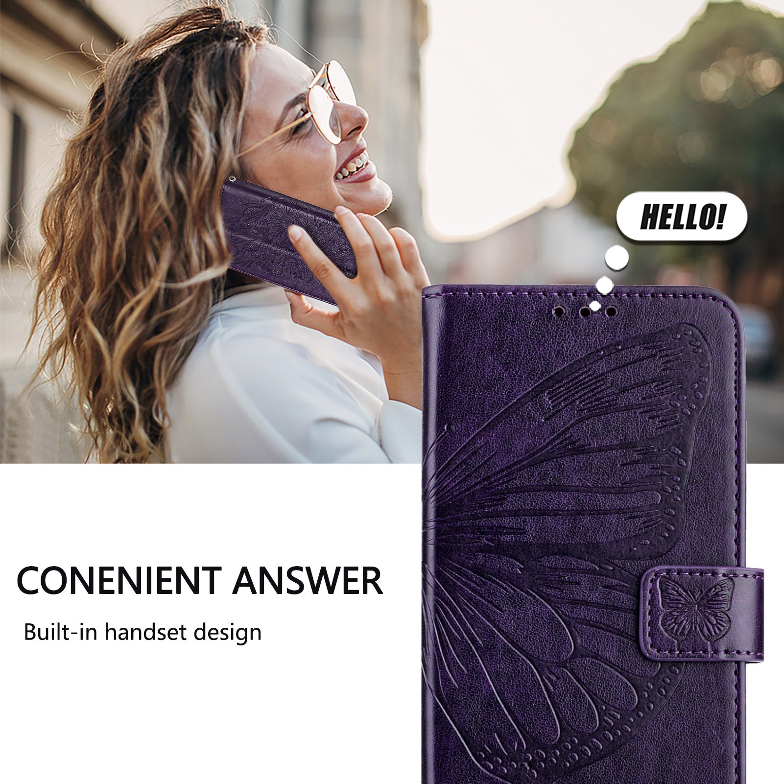 For Motorola Edge 70 5G Wallet Case with Wrist Strap Butterfly Imprint Leather Phone Cover - Dark Purple