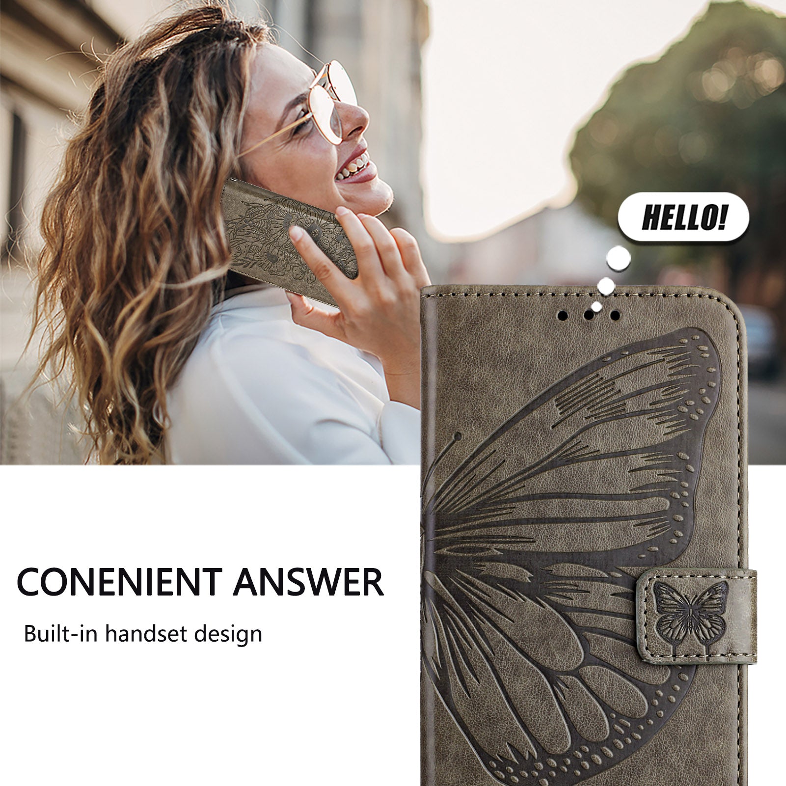 For Motorola Edge 70 5G Wallet Case with Wrist Strap Butterfly Imprint Leather Phone Cover - Grey