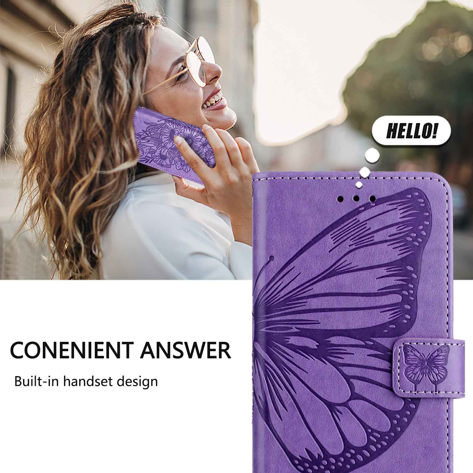 For Xiaomi 17 Pro Wallet Case with Wrist Strap Butterfly Imprint Leather Phone Cover - Purple