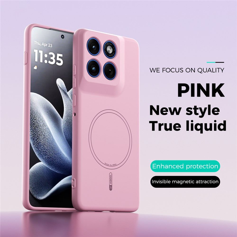 ABEEL For Motorola Edge 70 5G Magnetic Case Skin Touch Liquid Silicone Phone Back Cover - Pink