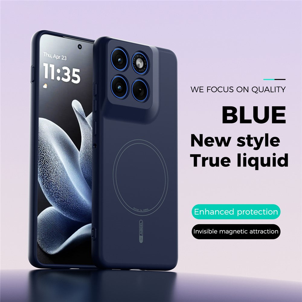 ABEEL For Motorola Edge 70 5G Magnetic Case Skin Touch Liquid Silicone Phone Back Cover - Dark Blue