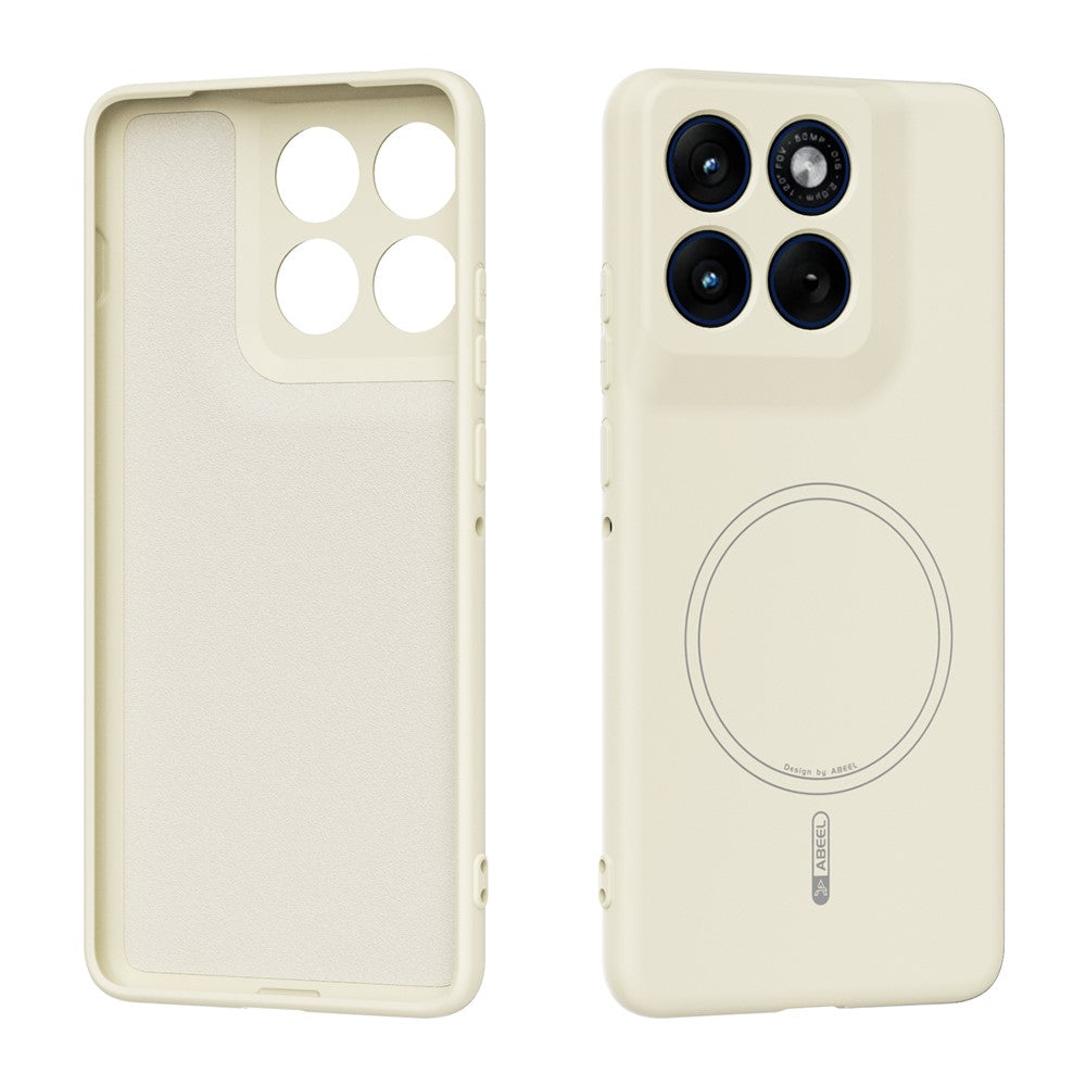 ABEEL For Motorola Edge 70 5G Magnetic Case Skin Touch Liquid Silicone Phone Back Cover - Beige