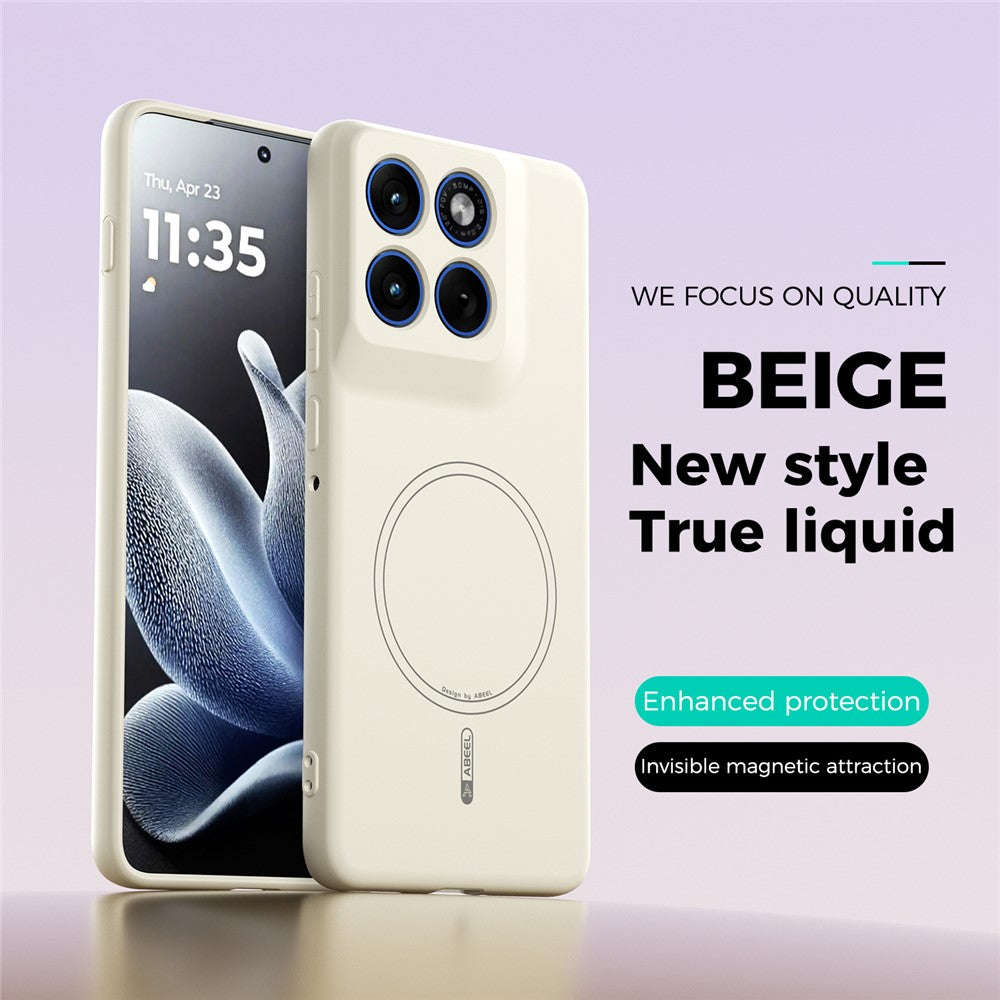 ABEEL For Motorola Edge 70 5G Magnetic Case Skin Touch Liquid Silicone Phone Back Cover - Beige