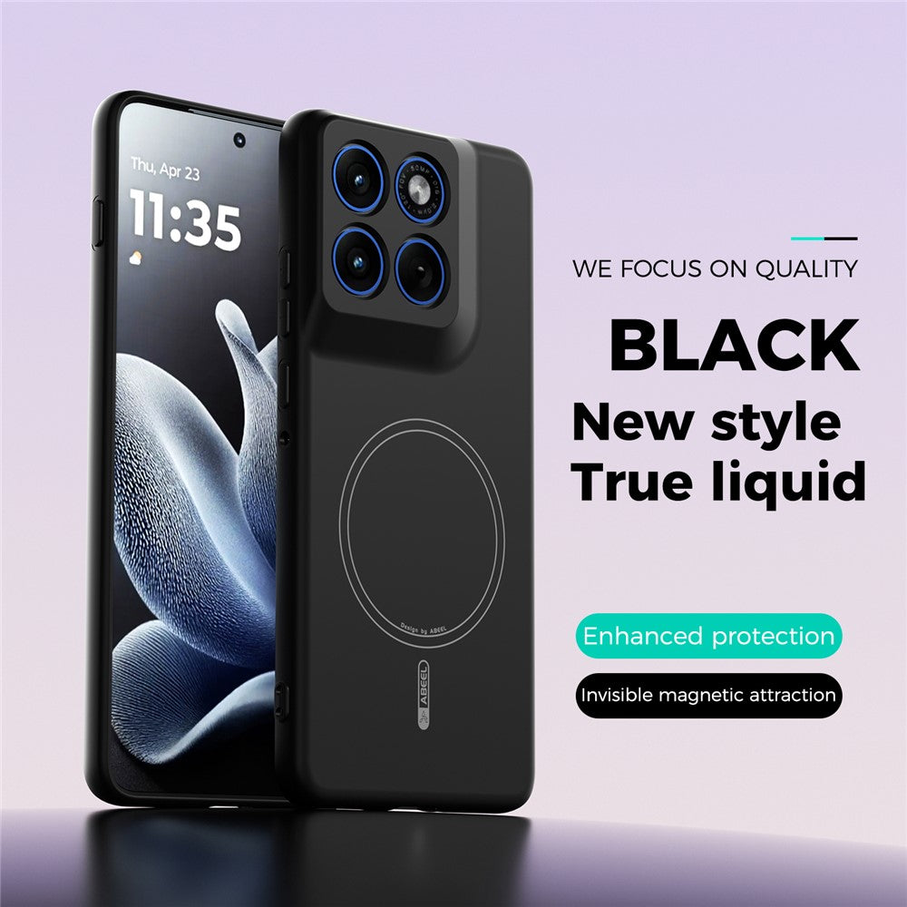 ABEEL For Motorola Edge 70 5G Magnetic Case Skin Touch Liquid Silicone Phone Back Cover - Black