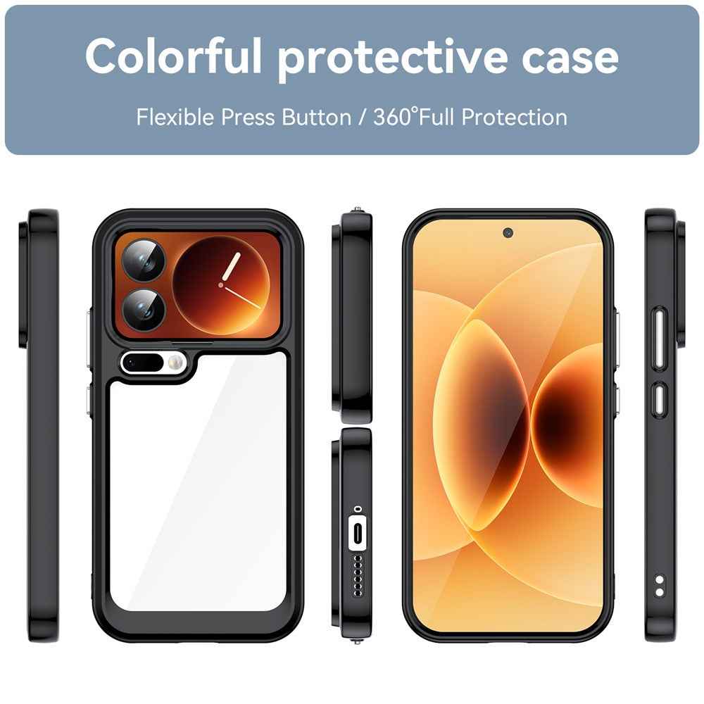For Xiaomi 17 Pro Case TPU + Acrylic Protective Clear Phone Cover - Black