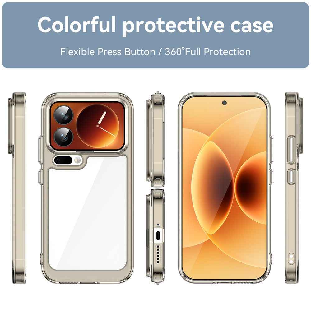 For Xiaomi 17 Pro Case TPU + Acrylic Protective Clear Phone Cover - Transparent Grey