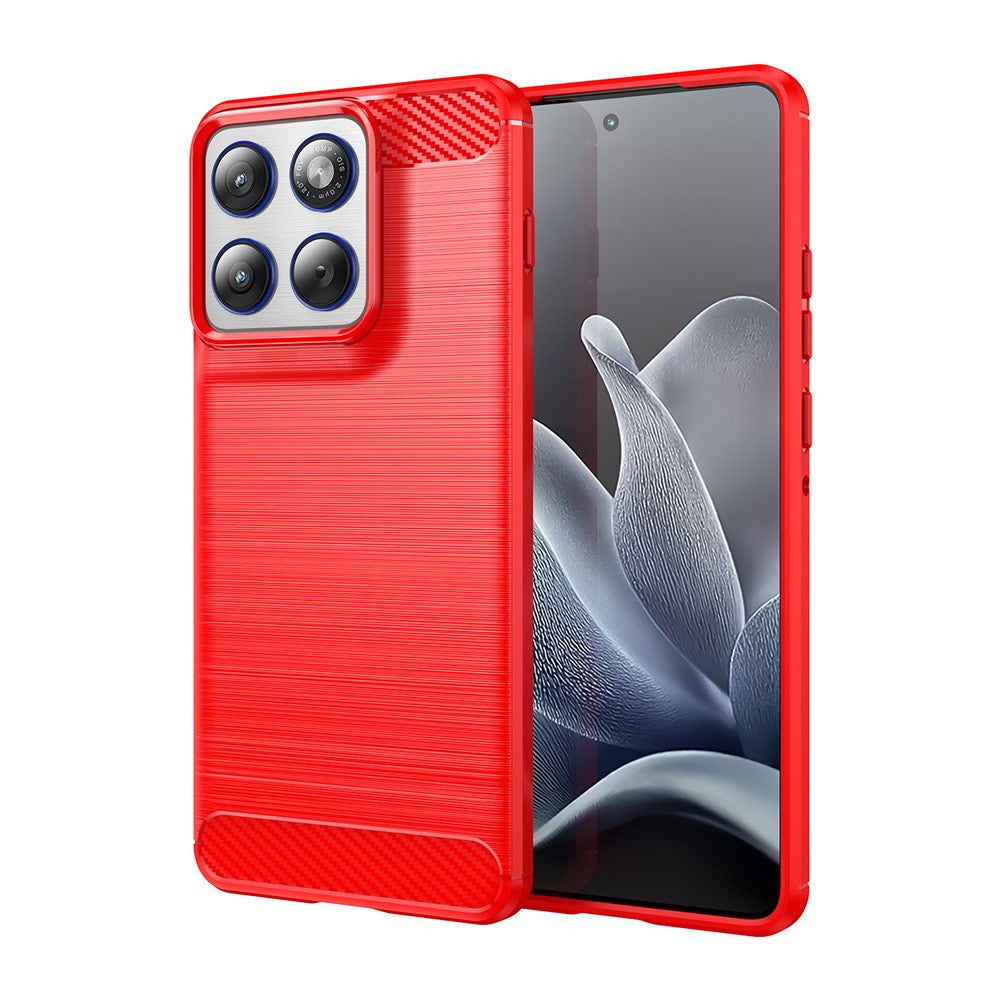 For Motorola Edge 70 5G TPU Case Protective Phone Cover Carbon Fiber Texture Brushed - Red