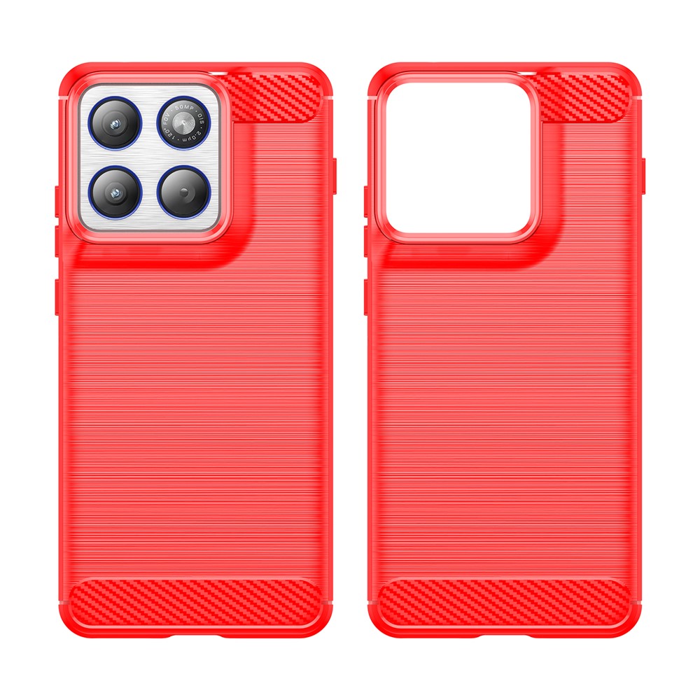 For Motorola Edge 70 5G TPU Case Protective Phone Cover Carbon Fiber Texture Brushed - Red