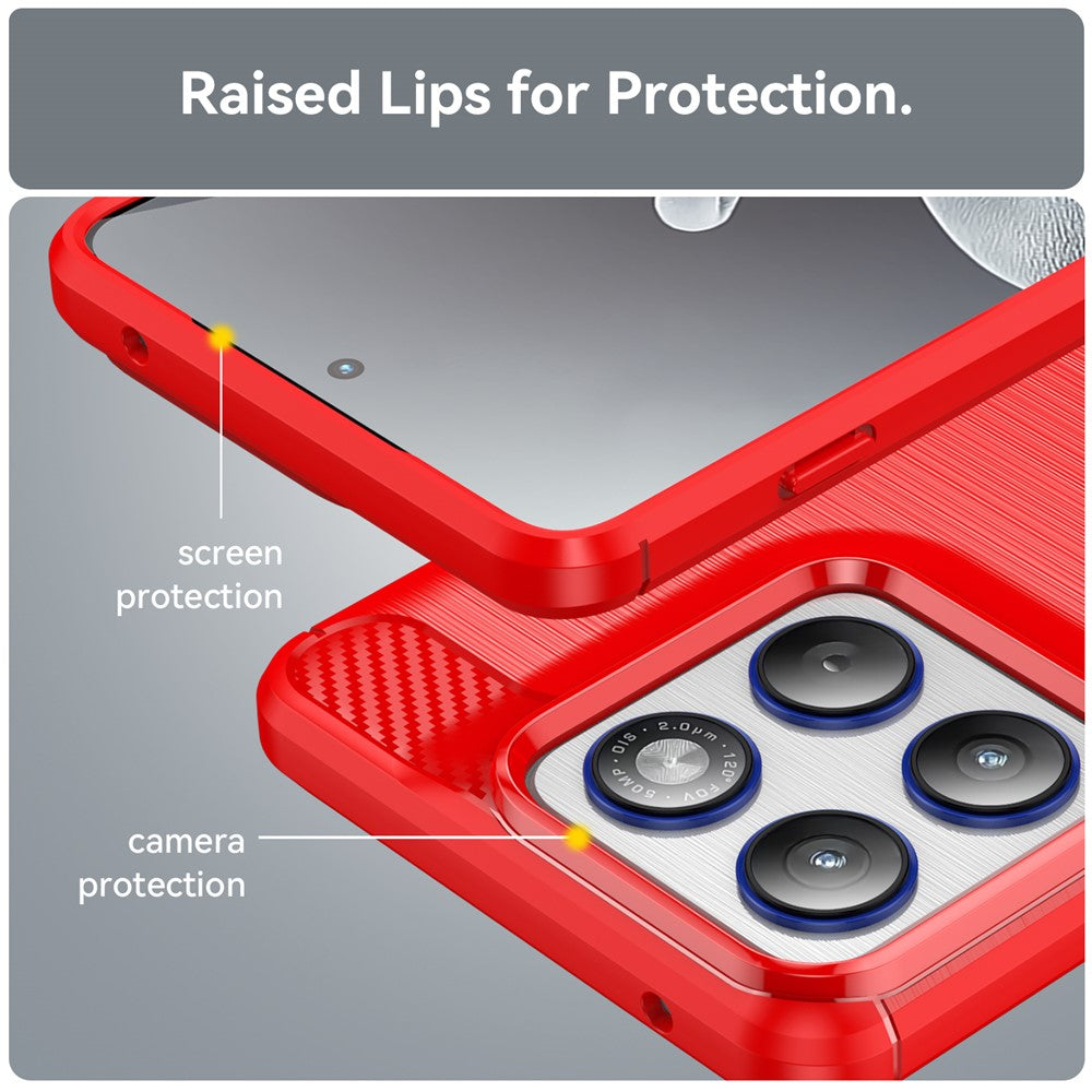For Motorola Edge 70 5G TPU Case Protective Phone Cover Carbon Fiber Texture Brushed - Red