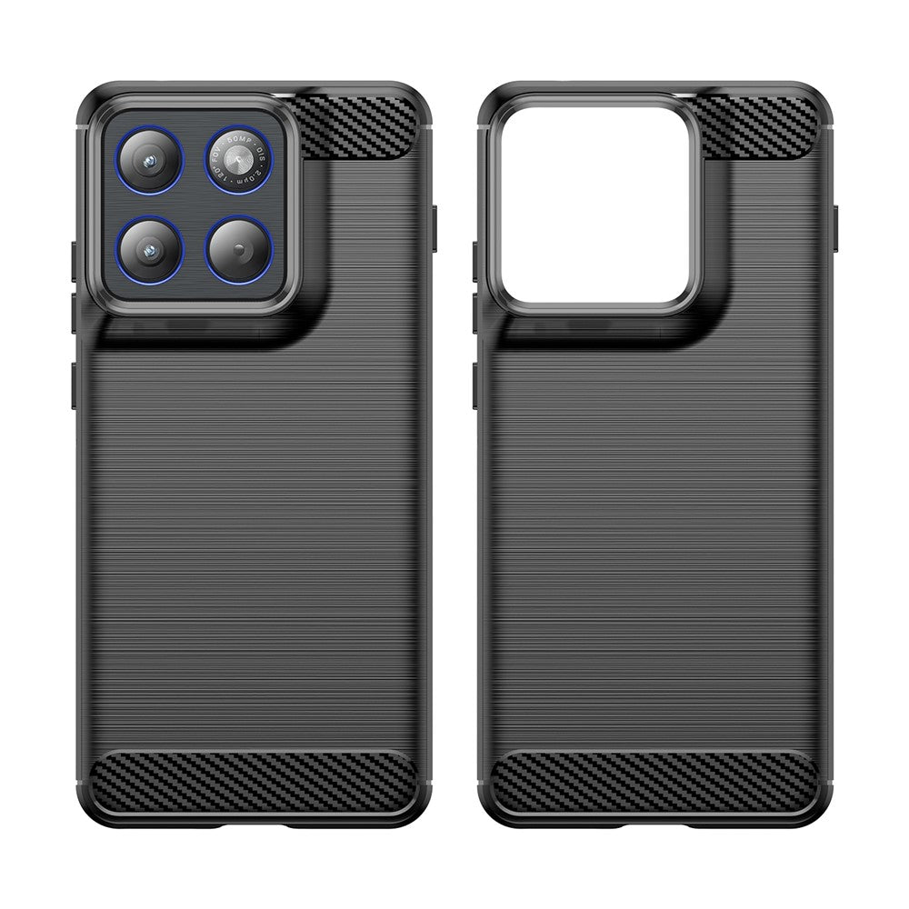 For Motorola Edge 70 5G TPU Case Protective Phone Cover Carbon Fiber Texture Brushed - Black