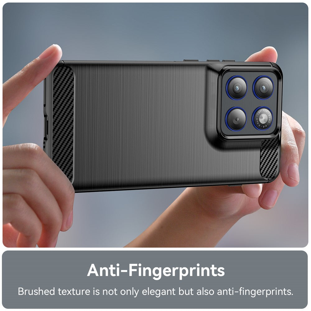 For Motorola Edge 70 5G TPU Case Protective Phone Cover Carbon Fiber Texture Brushed - Black