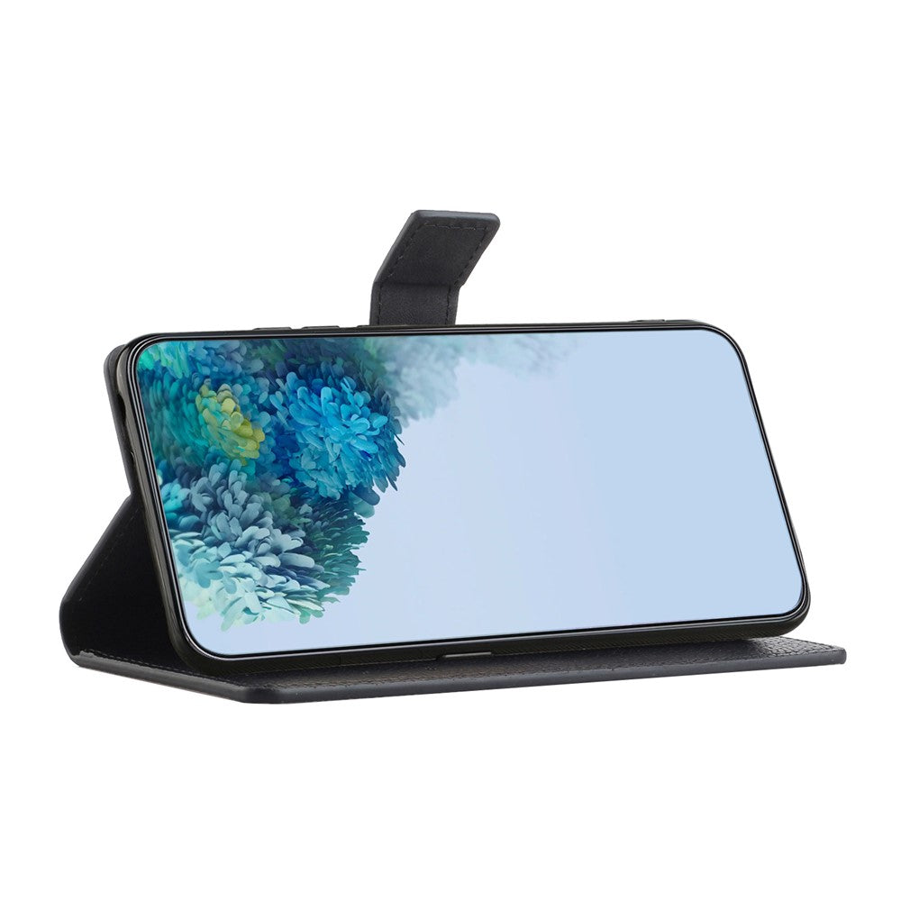 For Samsung Galaxy A57 5G Case PU Leather Wallet Phone Cover Litchi Texture, Black